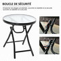 Voir la diapositive 6 : OUTSUNNY Table basse ronde bistro de jardin Ø 45 x 50H cm pliable métal époxy noir plateau verre trempé