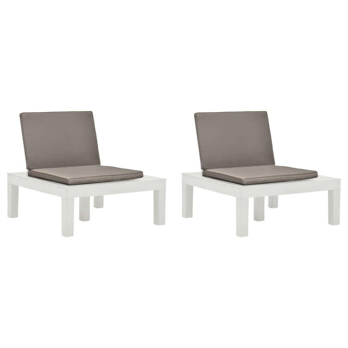 VIDAXL Chaises de salon de jardin et coussins lot de 2 Plastique Blanc