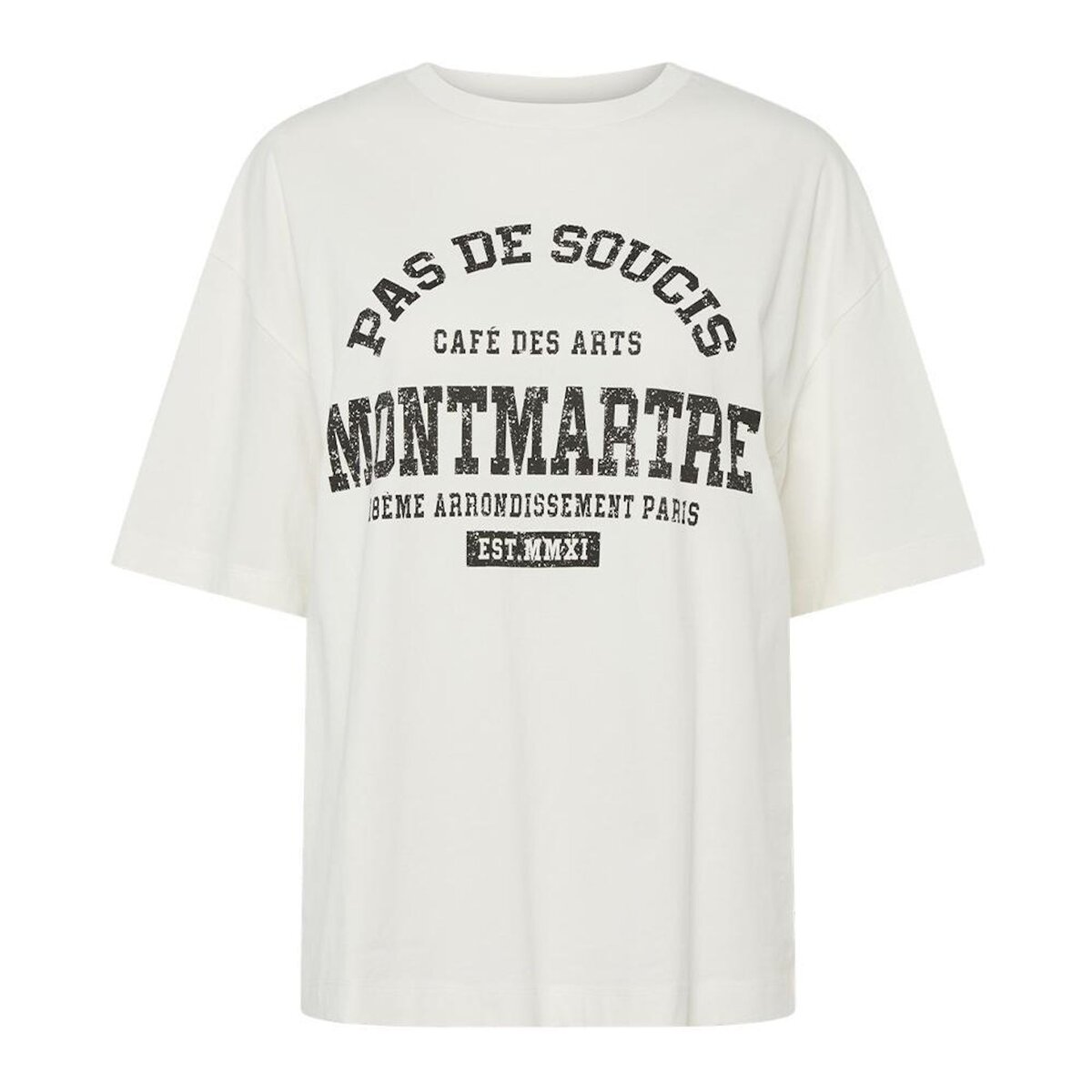 Pieces T shirt Ecru Femme Pieces Maude