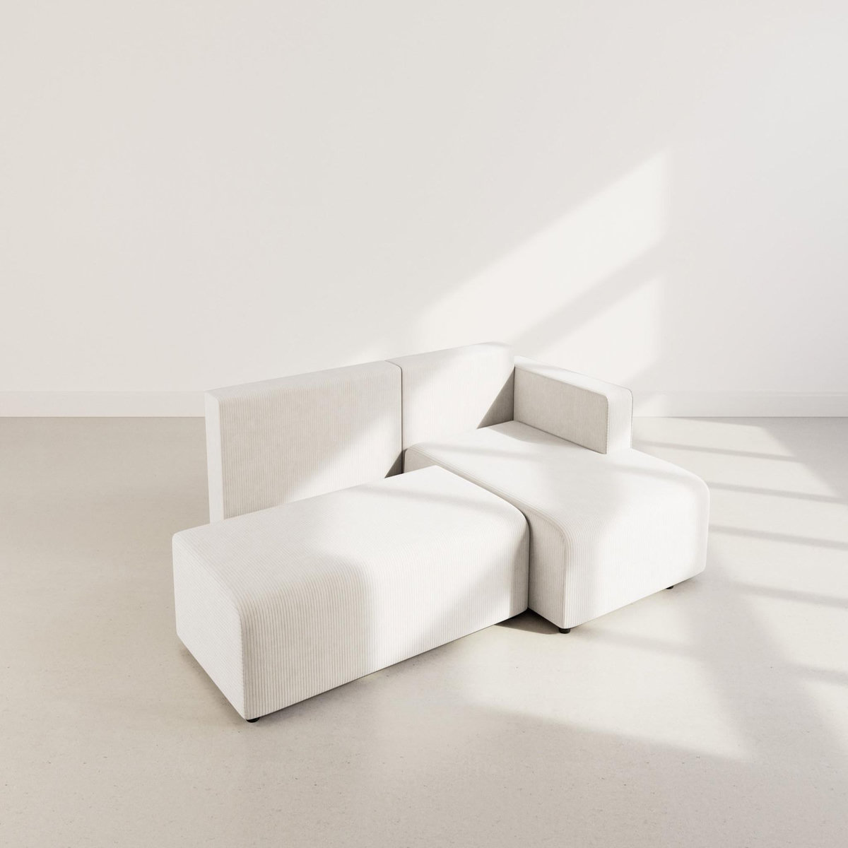 BEST MOBILIER Topaze - canapé d'angle droit 4 places convertible avec coffre en velours côtelé