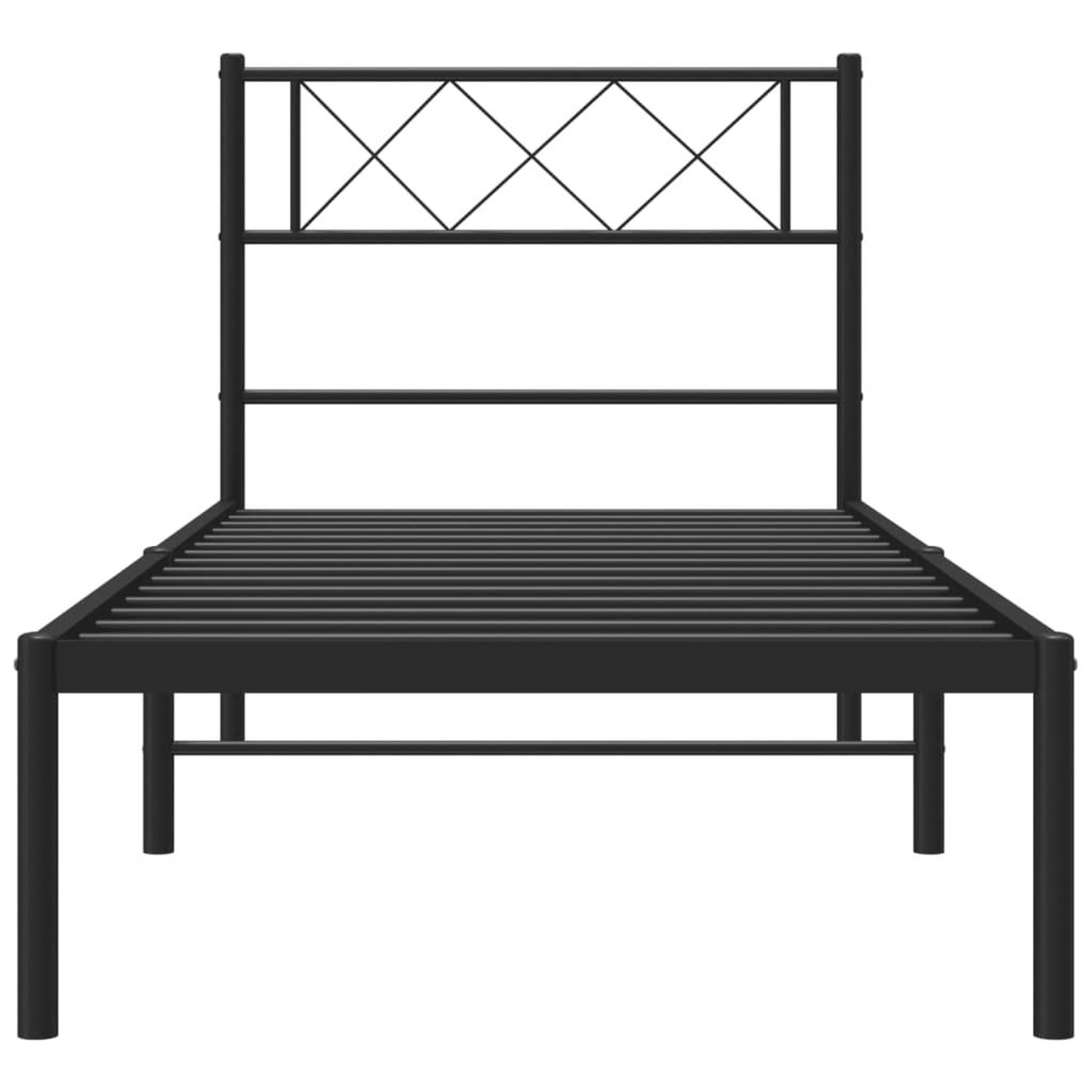 Voir la diapositive 4 : VIDAXL Cadre de lit metal sans matelas avec tete de lit noir 90x200 cm