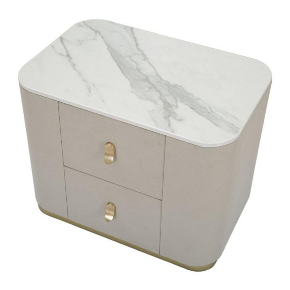 Paris Prix Table de Chevet Effet Marbre  Beauty  60cm Crème & Or