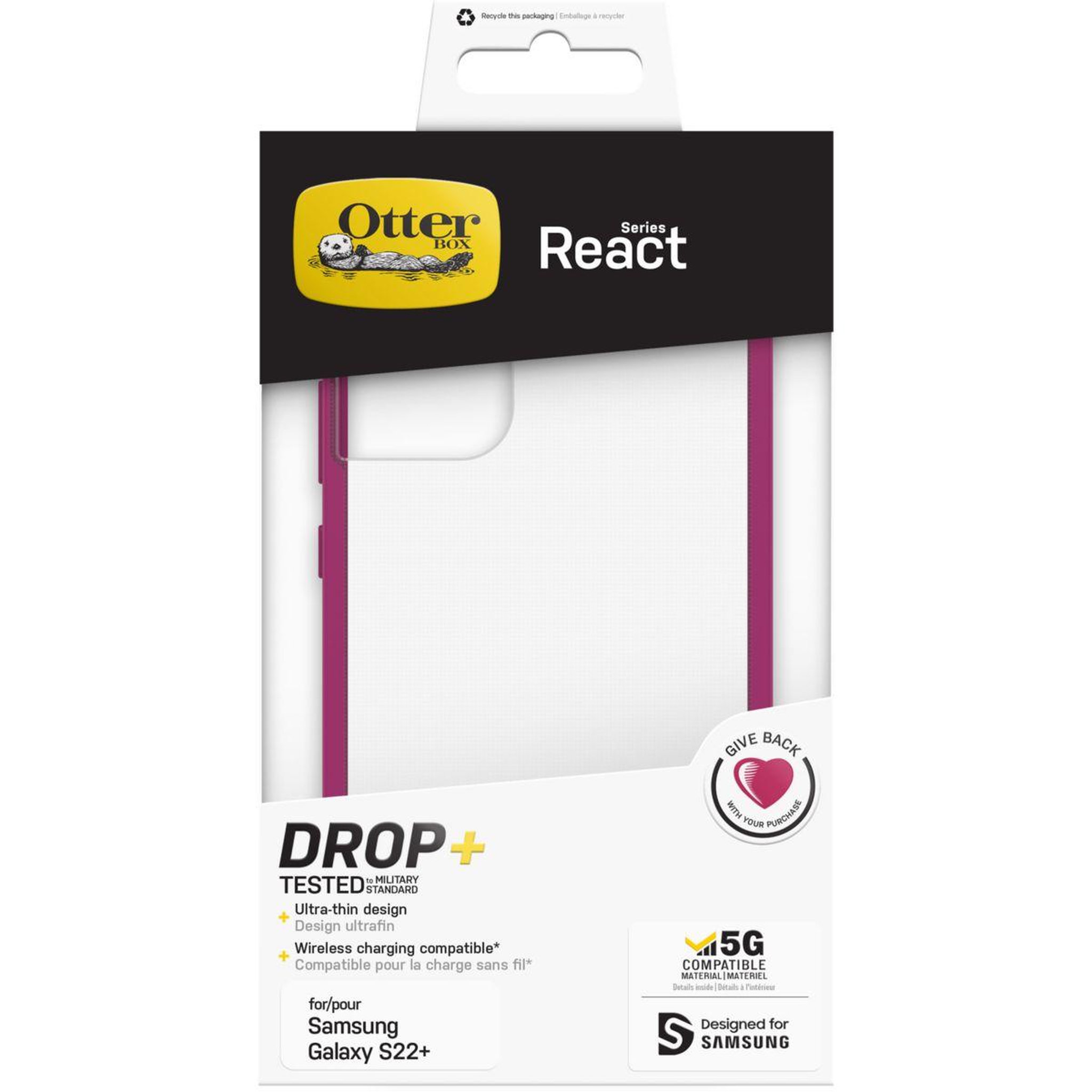 Voir la diapositive 2 : Otterbox Coque samsung s22+ react transparent/rose