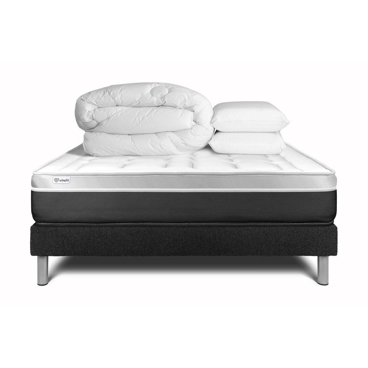 VITALIT Pack prêt à dormir VITAL SOFT 160 x 200 cm sommier Kit noir