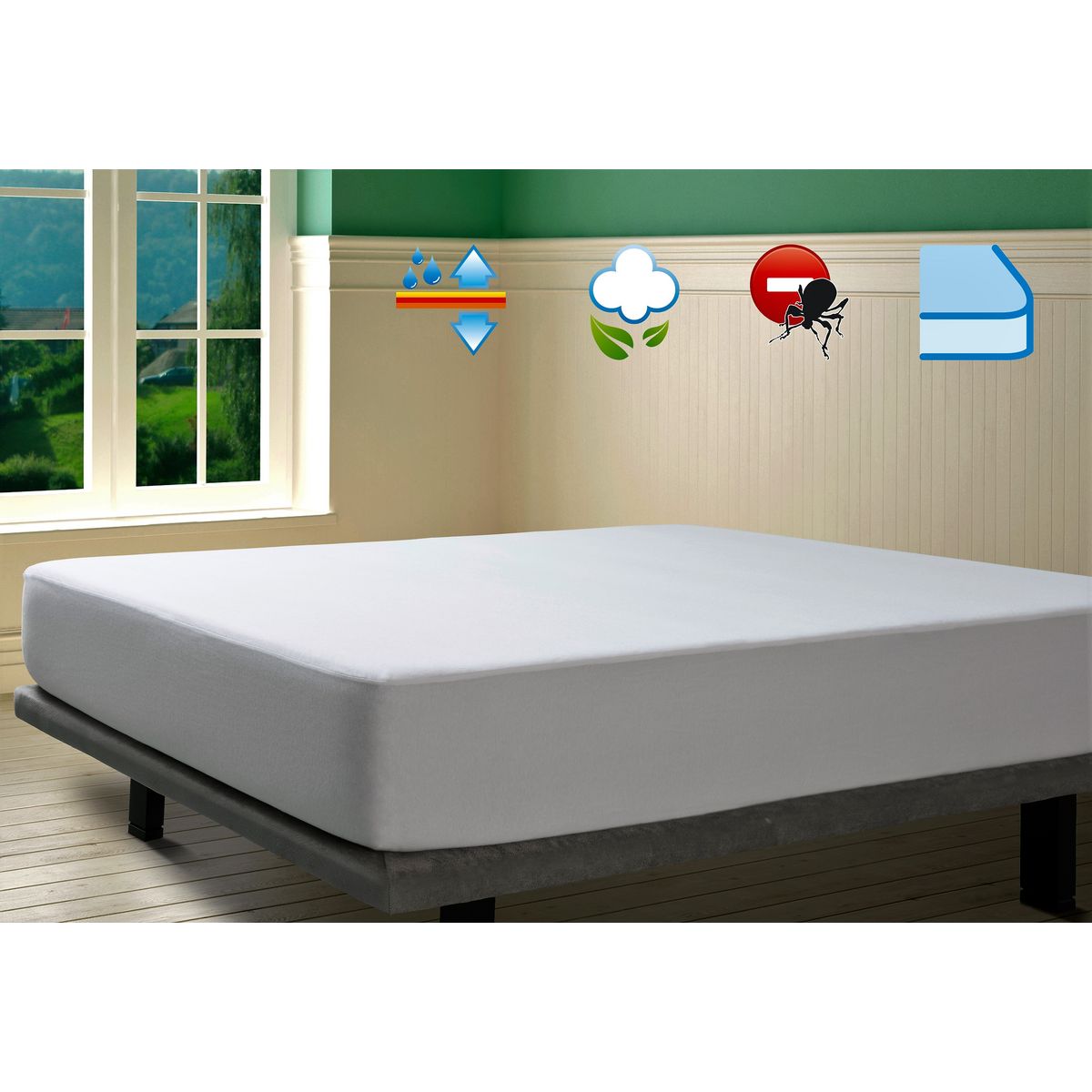 SAVEL Protège matelas en coton imperméable et respirant anti-acariens