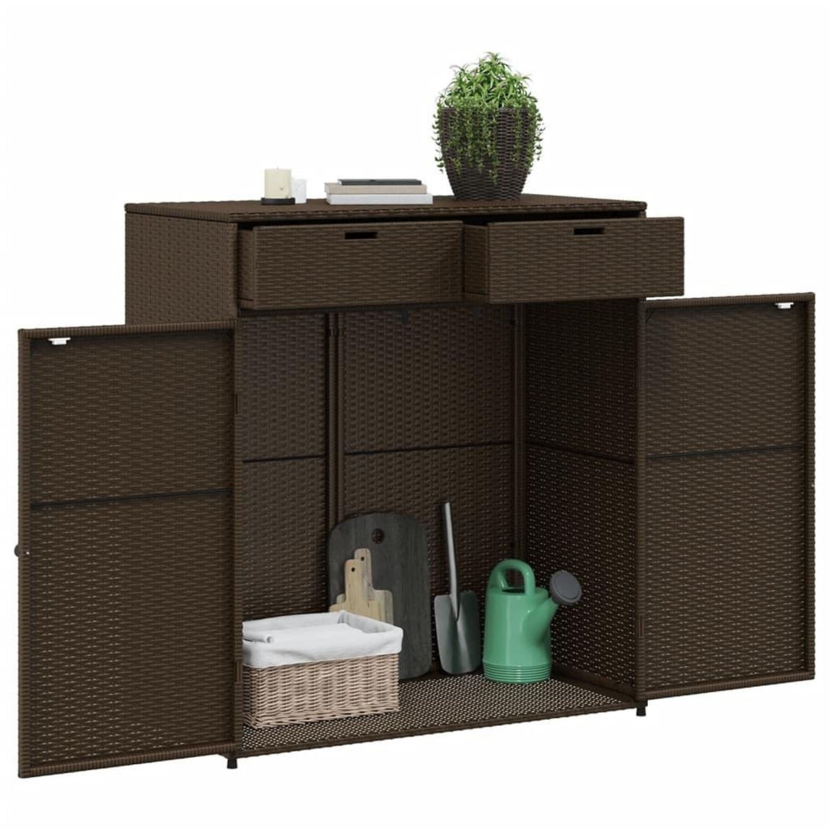 VIDAXL Armoire de rangement jardin marron 105x55x113 cm resine tressee
