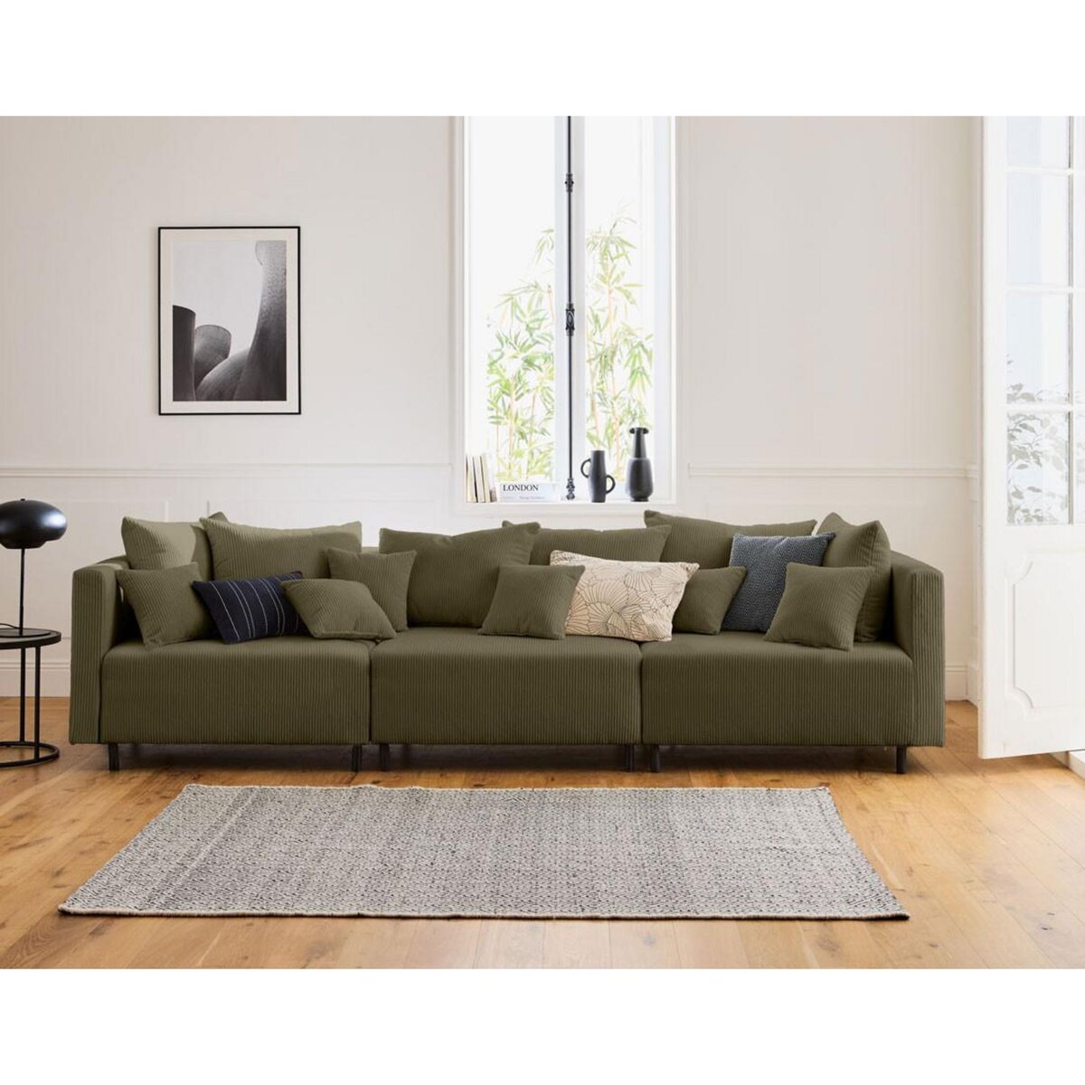 LISA DESIGN Edinburg - module d'assise d'angle gauche - en velours côtelé