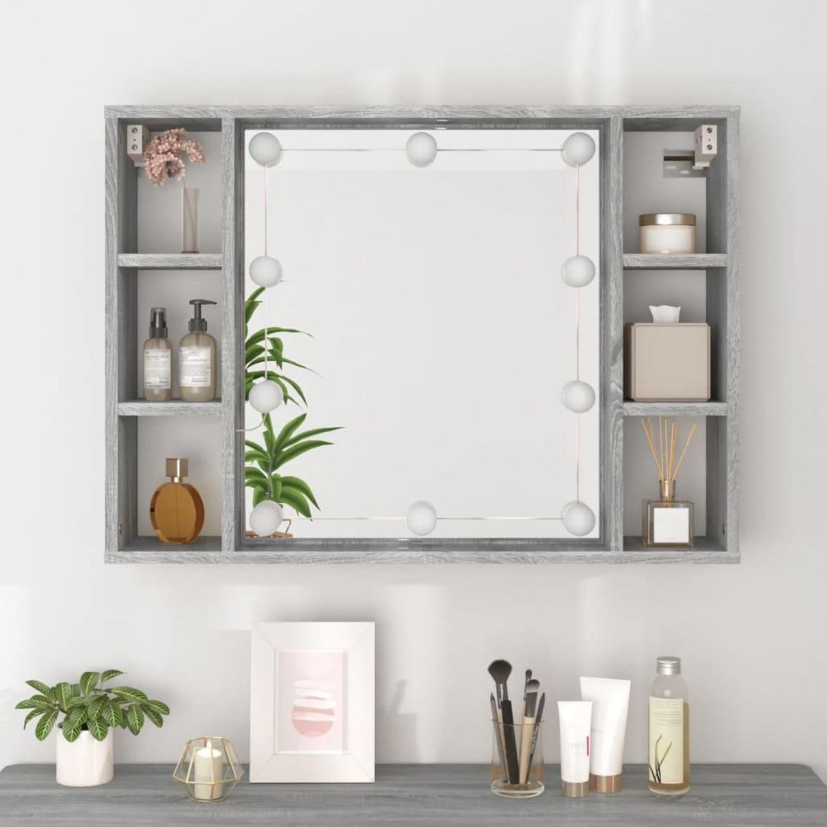 VIDAXL Armoire a miroir avec LED Sonoma gris 76x15x55 cm