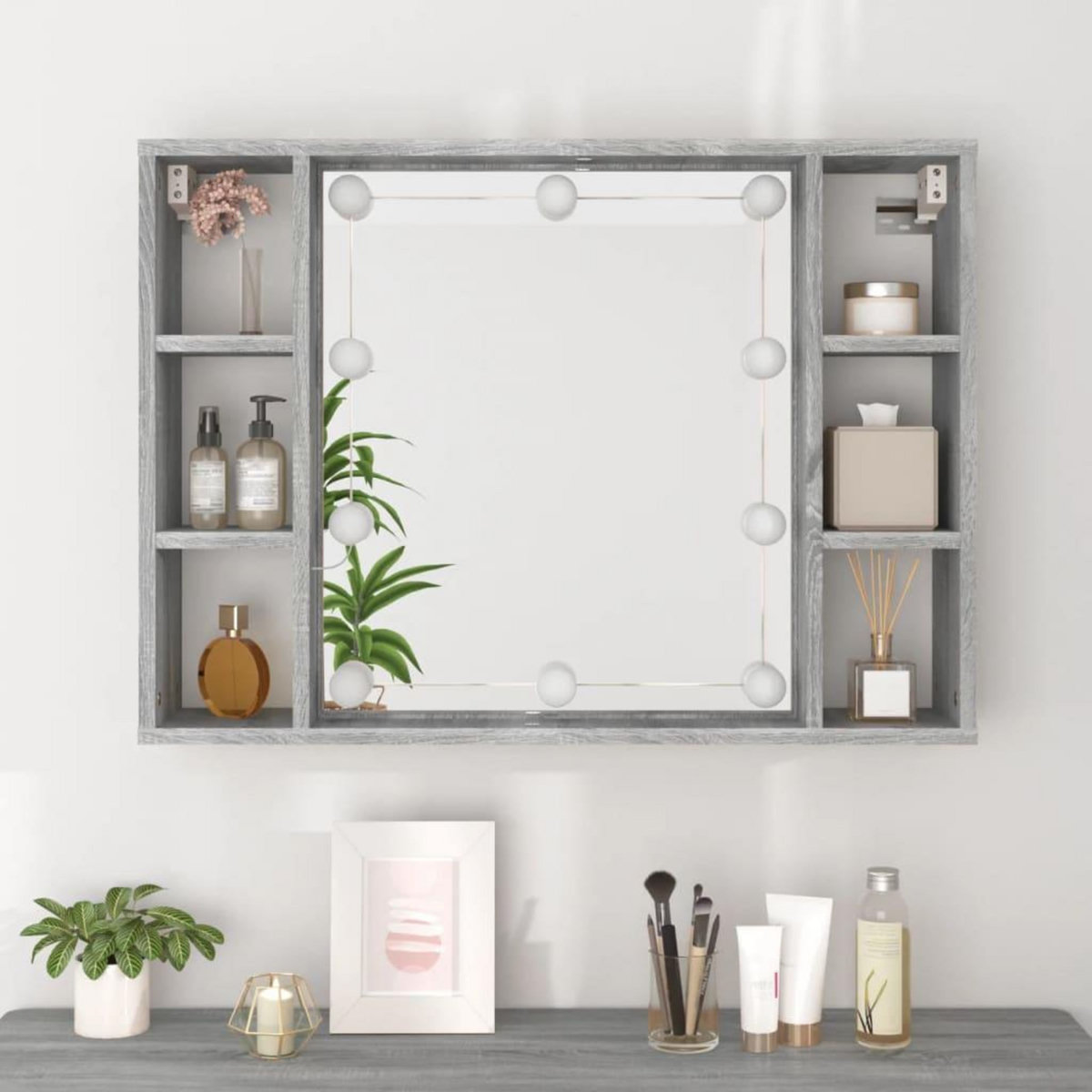 VIDAXL Armoire a miroir avec LED Sonoma gris 76x15x55 cm