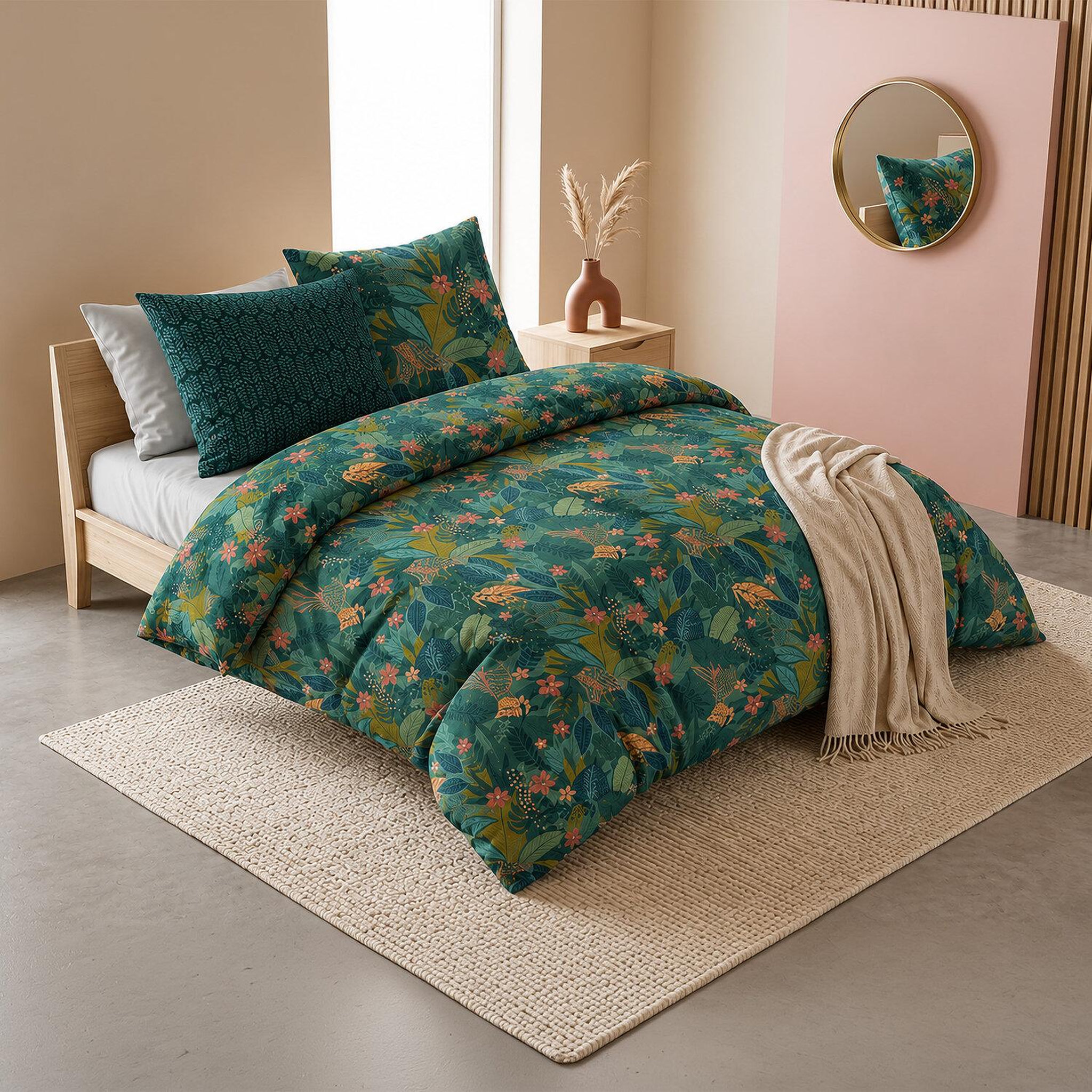 Voir la diapositive 3 : ATELIER DU COTON Parure housse de couette 2pcs 100%coton 57fils zania