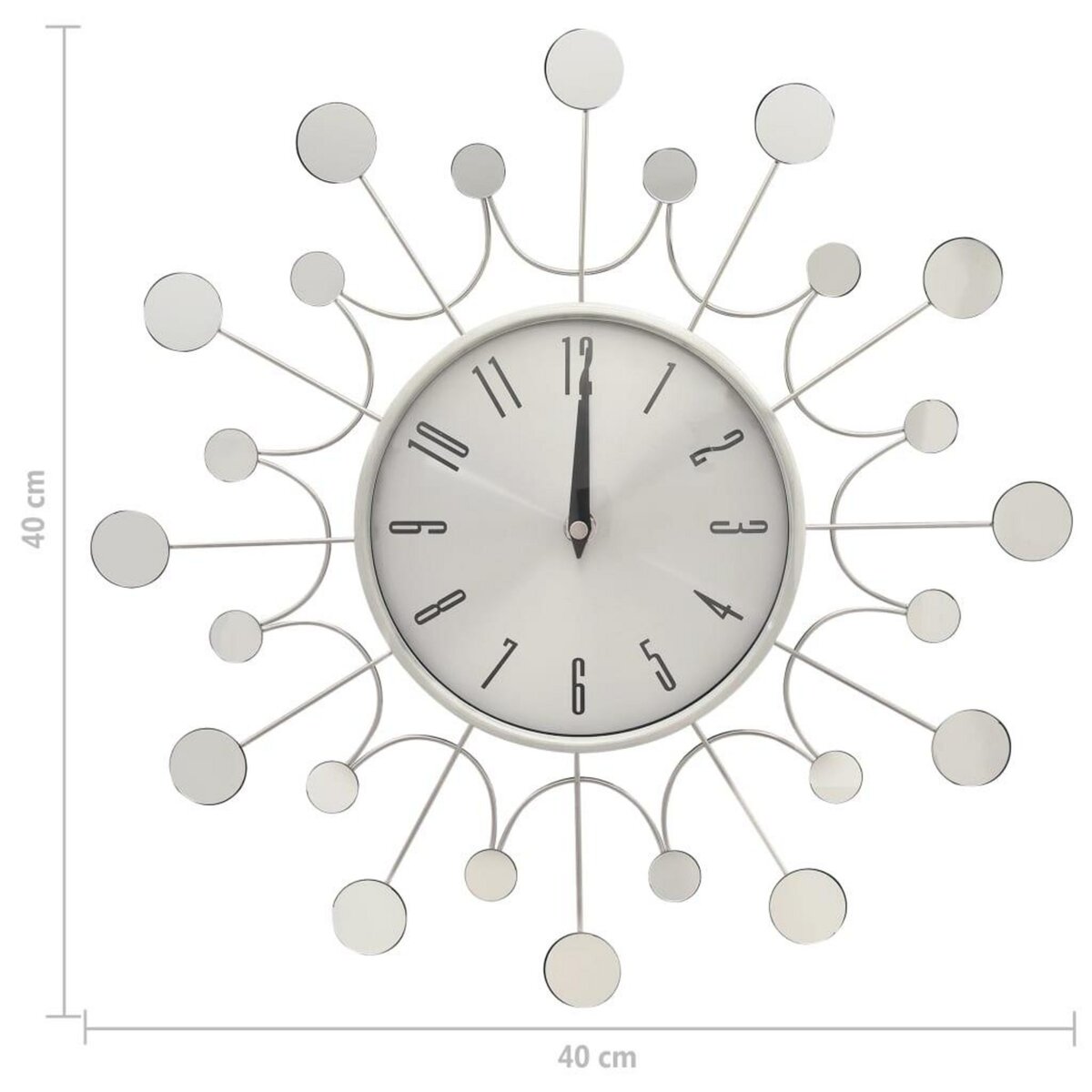 VIDAXL 325165 Wall Clock Silver 40 cm Metal