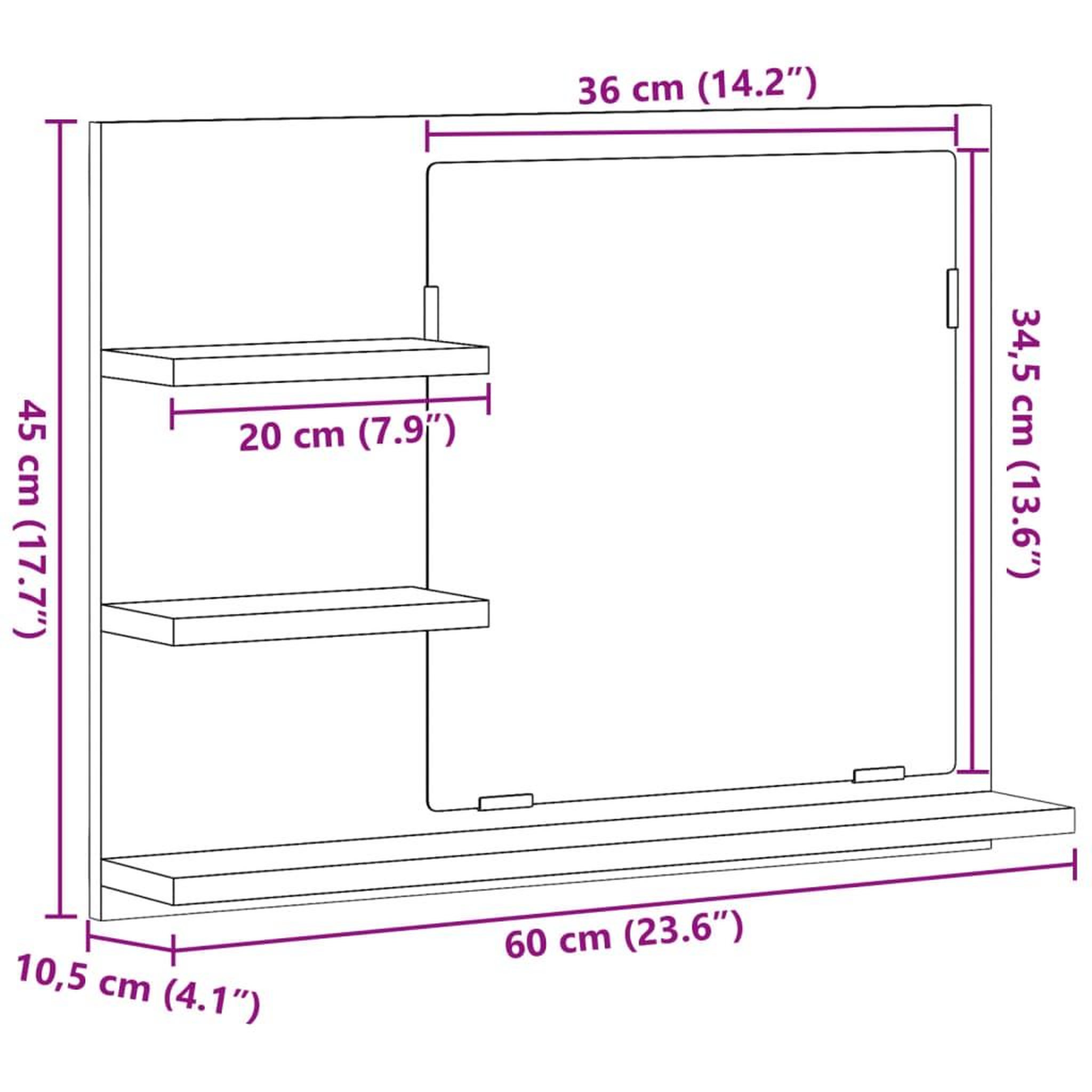 Voir la diapositive 6 : VIDAXL Armoire a miroir de salle de bain vieux bois bois d'ingenierie