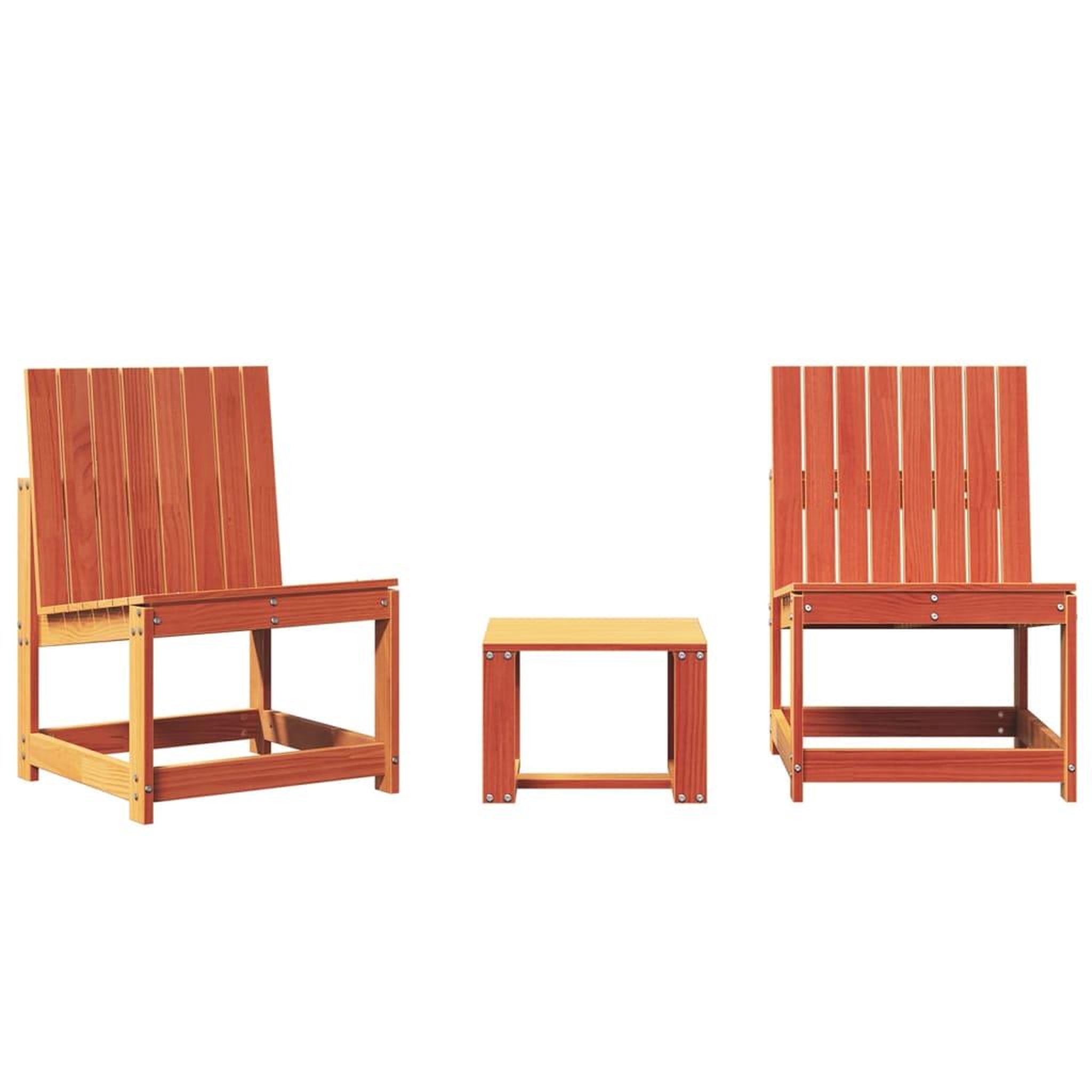 Voir la diapositive 2 : VIDAXL Salon de jardin 3 pcs cire marron bois de pin massif