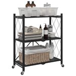 VIDAXL Etagere de rangement sur roulettes noir 71x34x88 cm acier