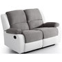 Voir la diapositive 1 : Canapé relax manuel bi- matière tissu gris  +pu Blanc HELENE