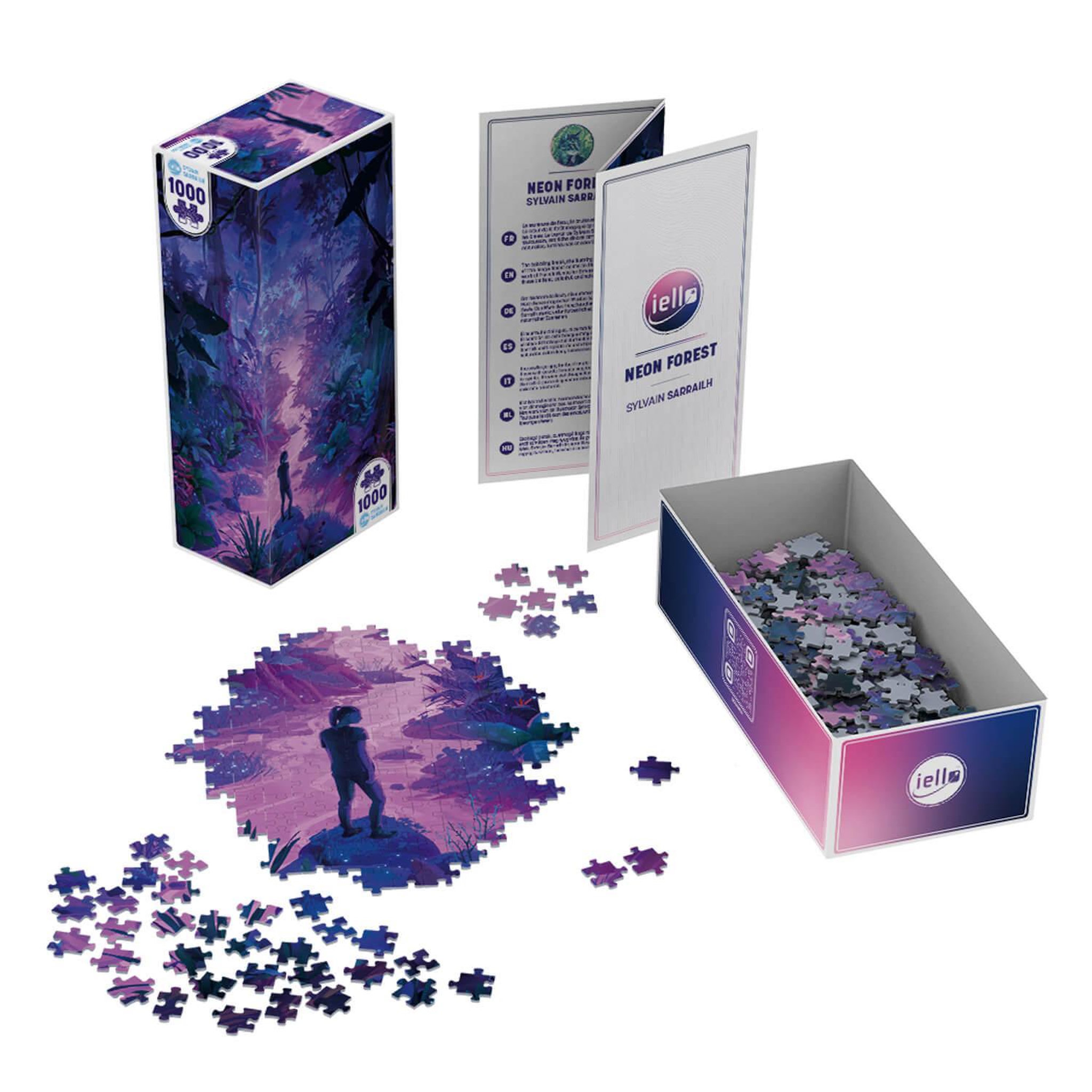 Voir la diapositive 2 : Iello Puzzle 1000 pièces – Universe Neon Forest – Forêt néon lumineuse – Illustration artistique – Adulte – Iello