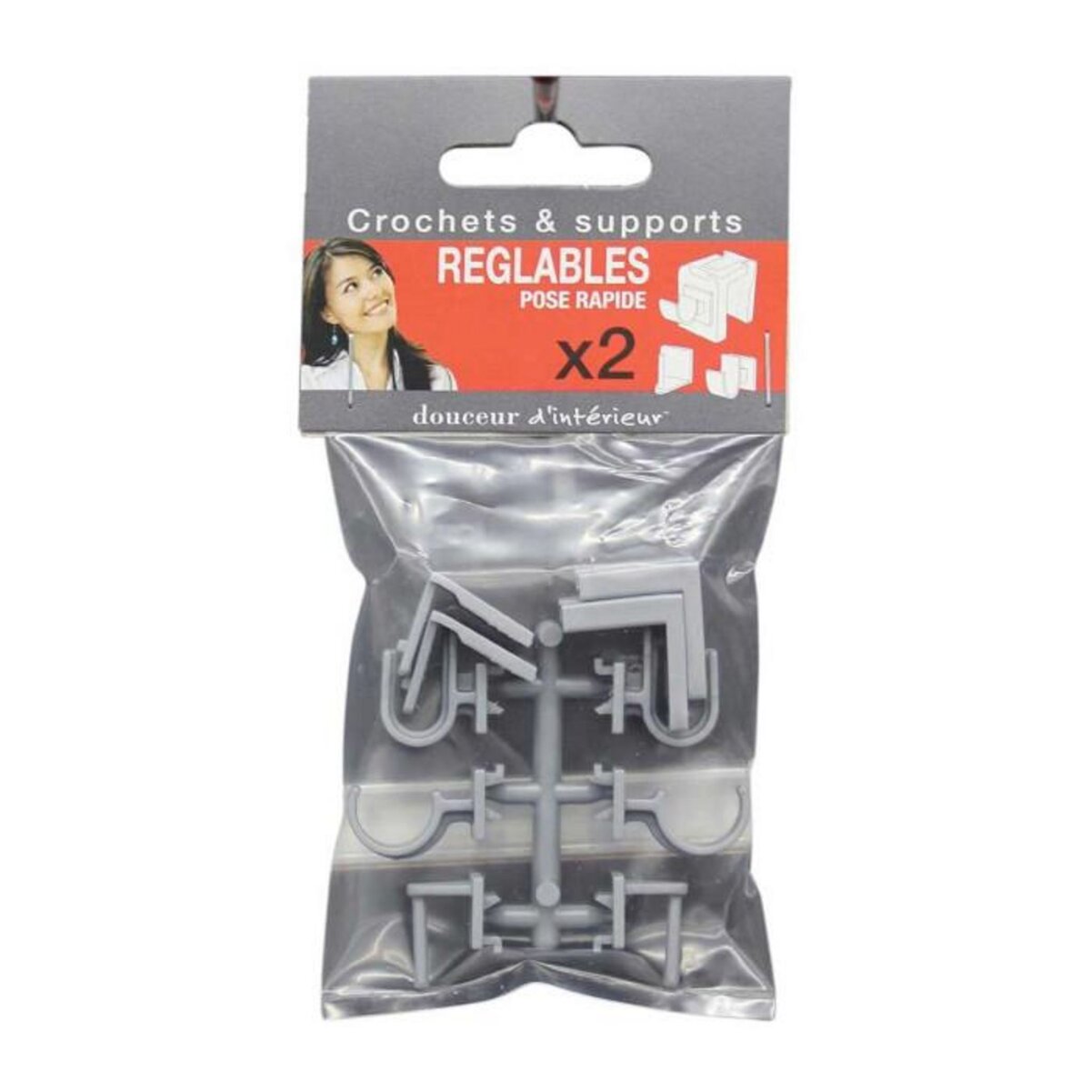 Paris Prix Lot de 2 Crochets & Supports  Réglables  15cm Gris