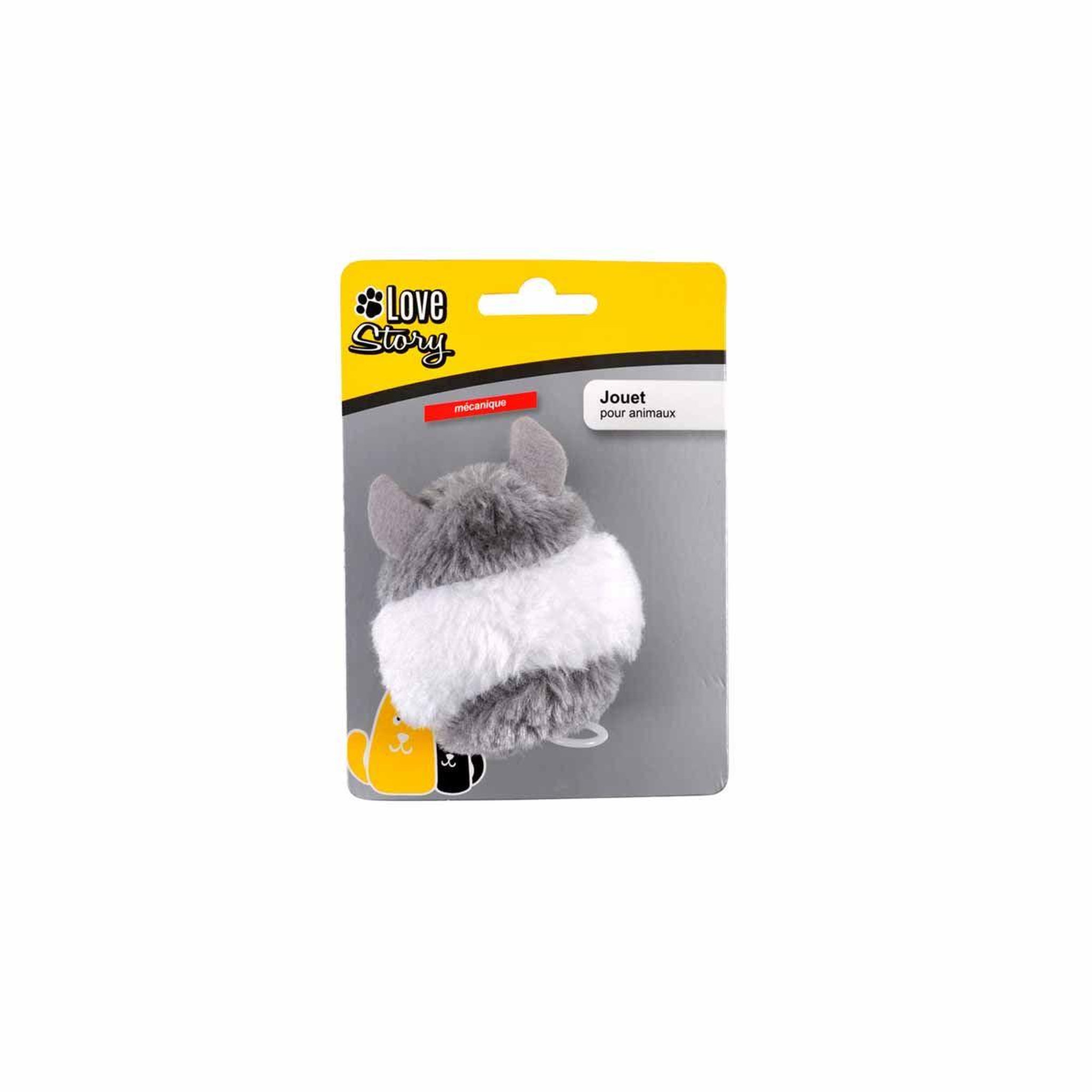 Voir la diapositive 2 : LOVE STORY Peluche mécanique pour chat  souris  5cm gris