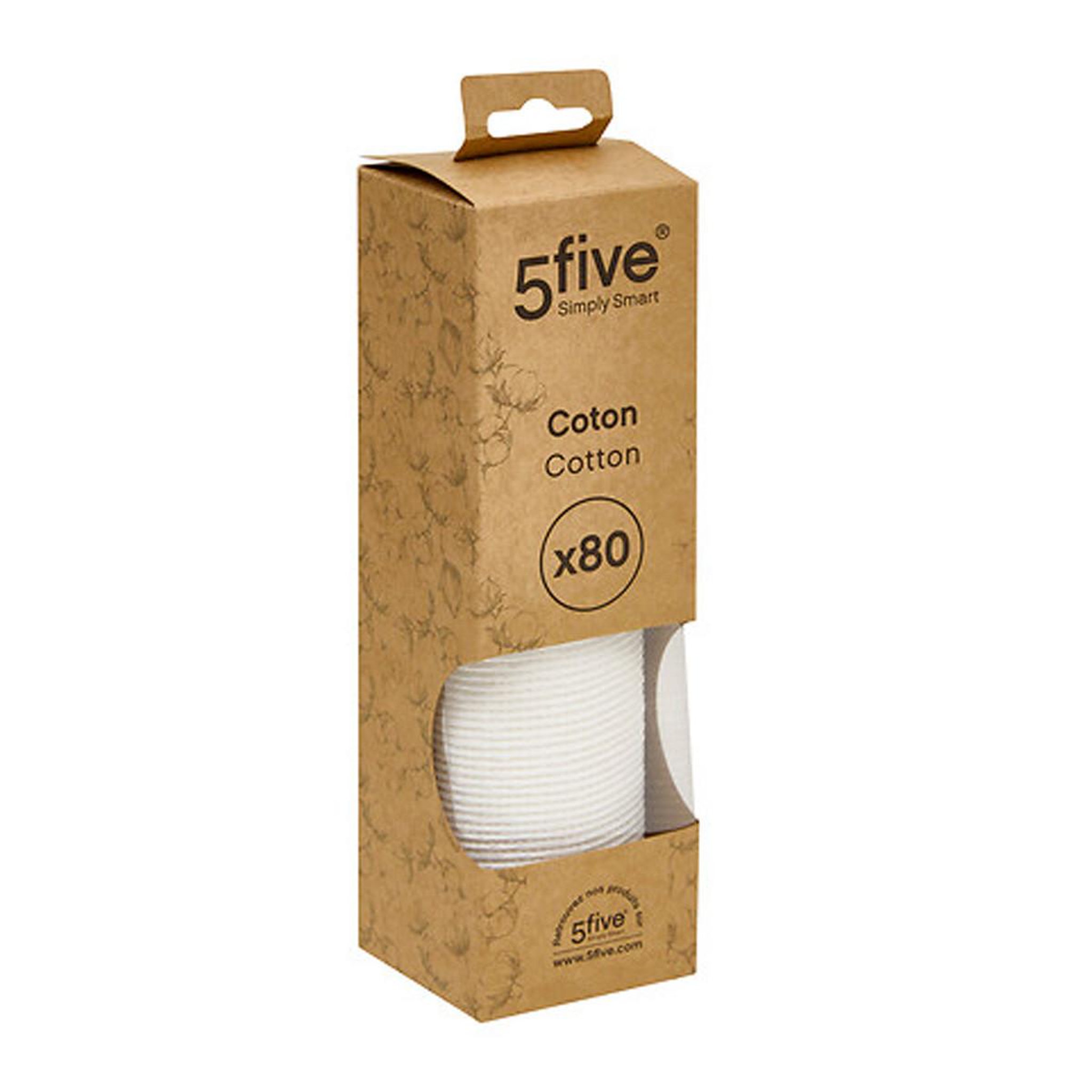 FIVE Lot de 80 cotons démaquillants  brad  23cm blanc