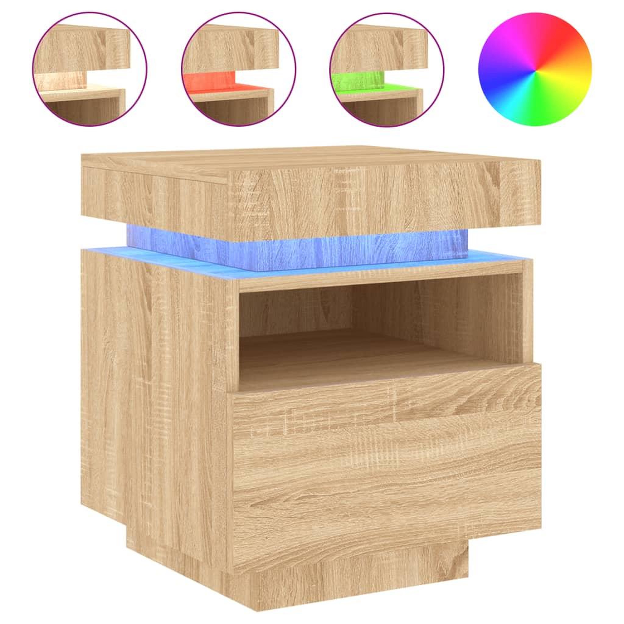 Voir la diapositive 5 : VIDAXL Armoires de chevet avec lumieres LED 2 pcs chene sonoma