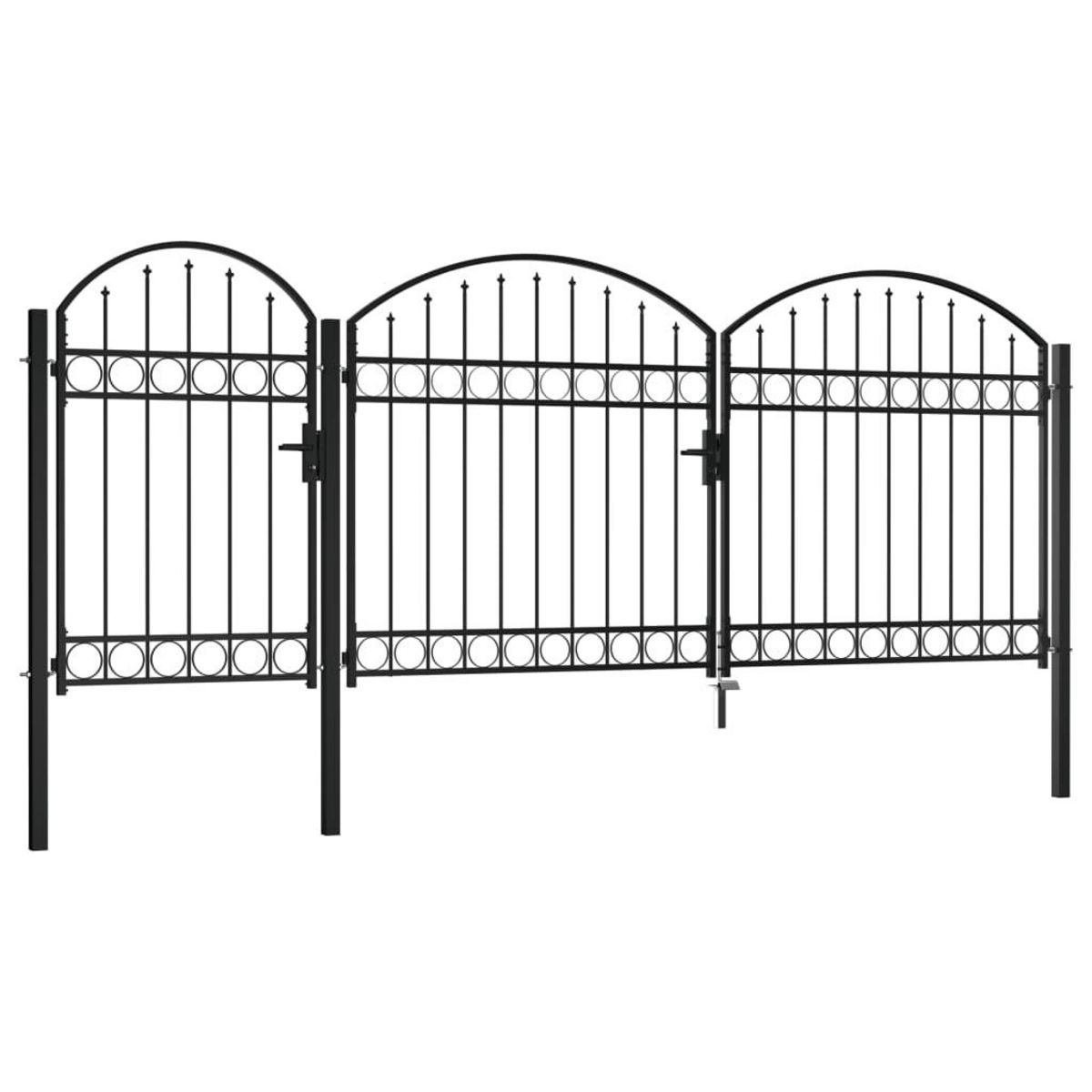 VIDAXL Portail de jardin avec dessus arque Acier 2,25 x 4 m Noir