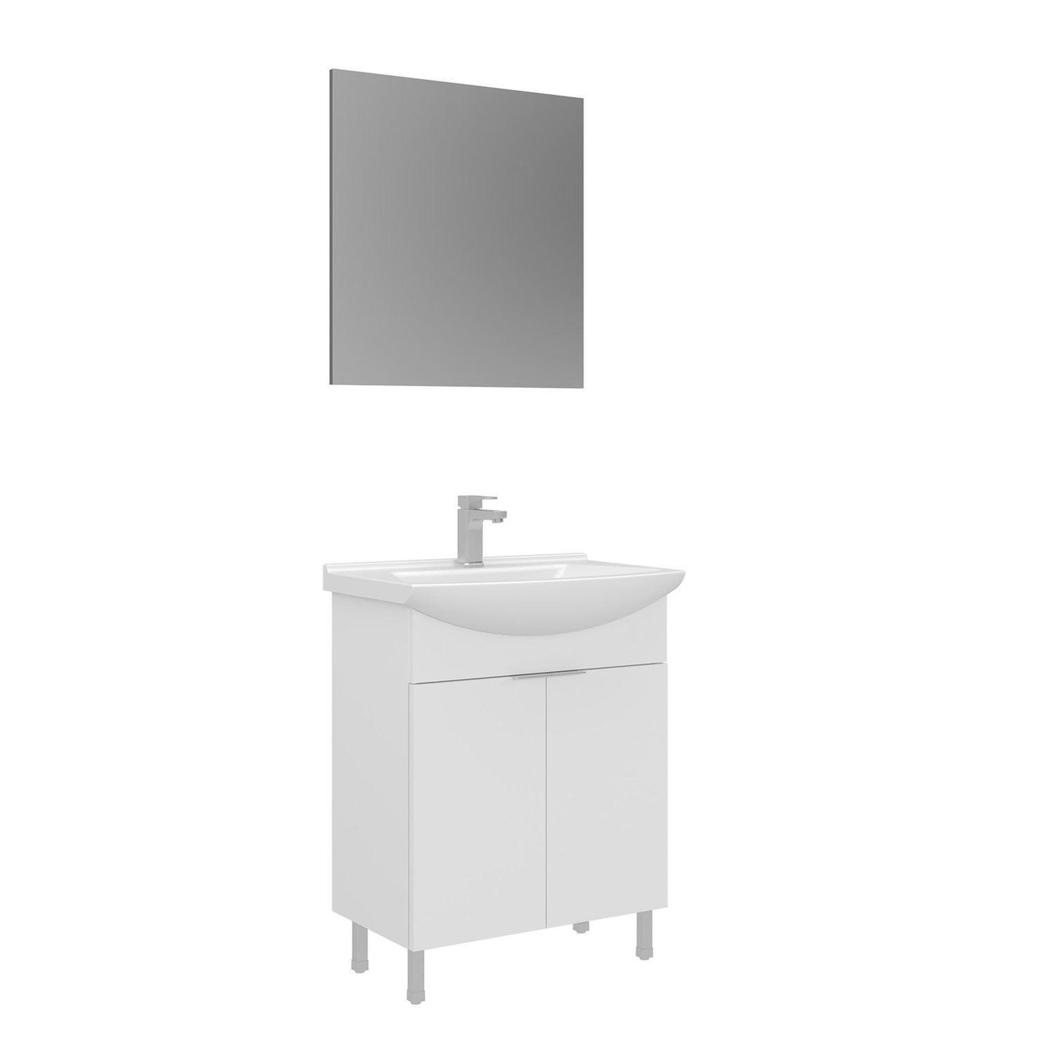 Habitat et Jardin Meuble avec simple vasque et miroir  Purus 65  - 65 x 50 x 83 cm - White