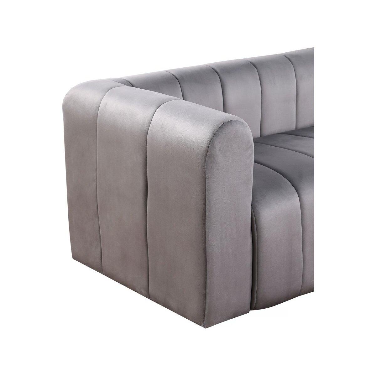 Habitat et Jardin Canapé d'angle en velours  Victor Hugo  - 3 places - Gris