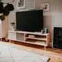 HOMIFAB Meuble TV gris et chêne  160 cm - Sofia