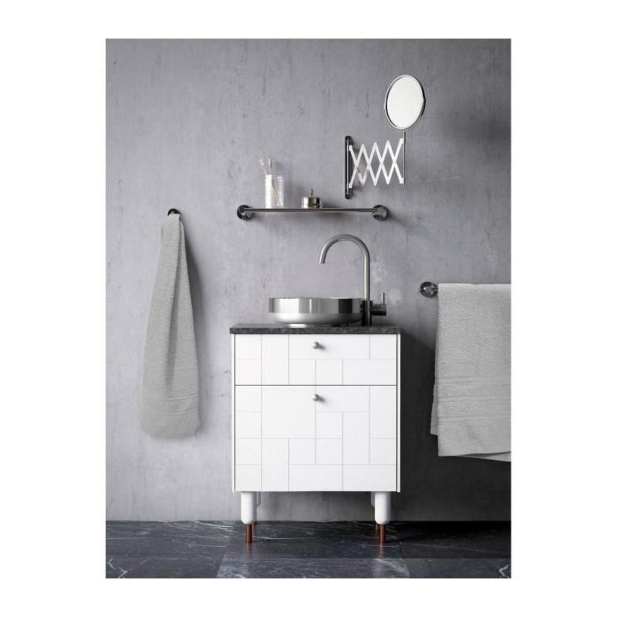 LOVELY HOME Lot de 4 serviettes - LOVELY HOME - 2 Serviettes 50 x 100 cm + 2 Draps de douche 70 x 140 cm - Gris clair