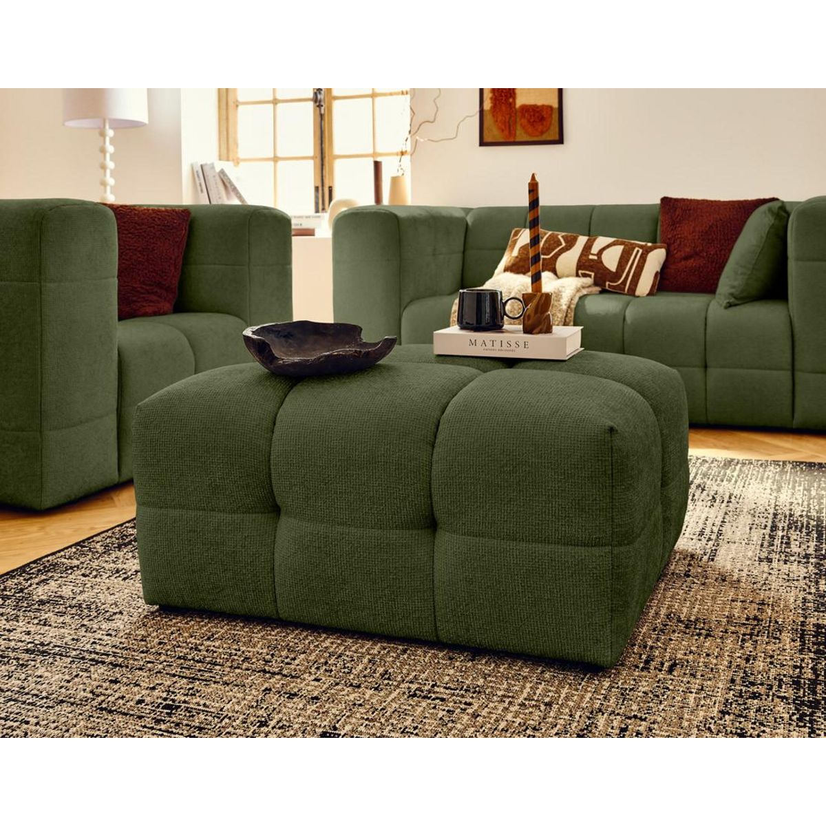 LISA DESIGN Suzano - pouf en tissu texturé