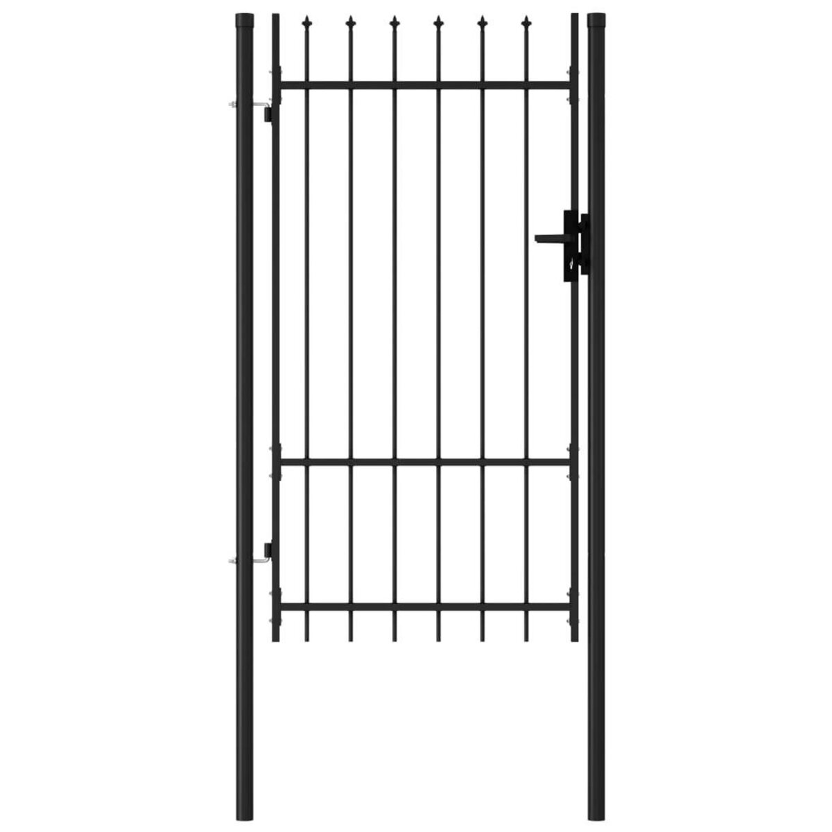 VIDAXL Portillon simple porte avec dessus a pointe Acier 1x1,75 m Noir