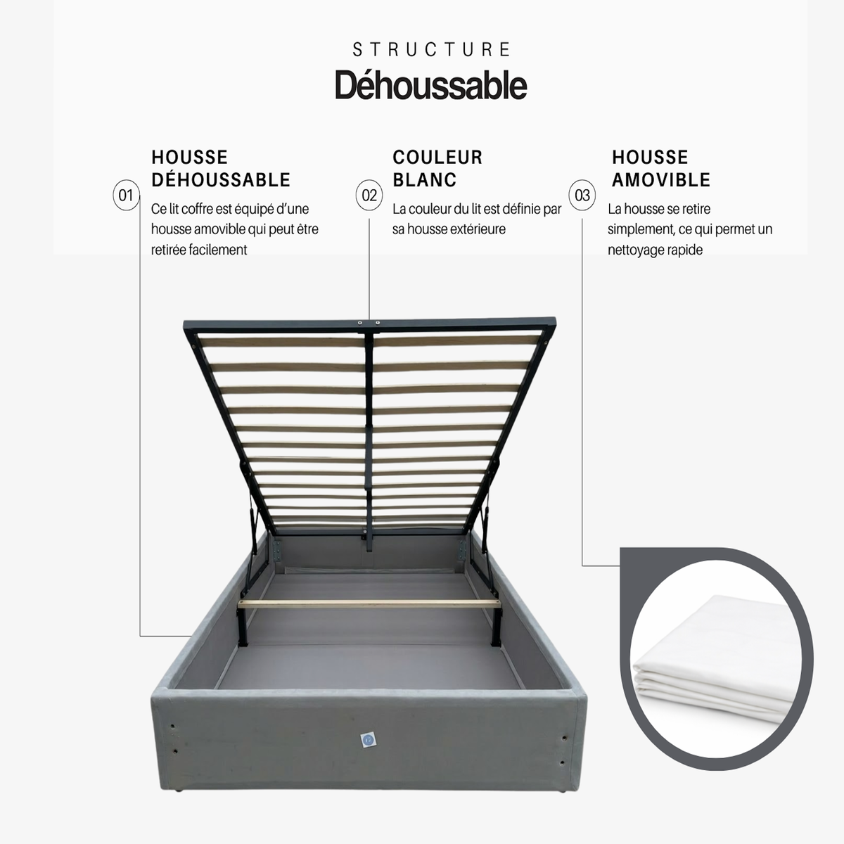 KING OF DREAMS Ensemble Lit Coffre et Matelas  Latex Accueil Moelleux