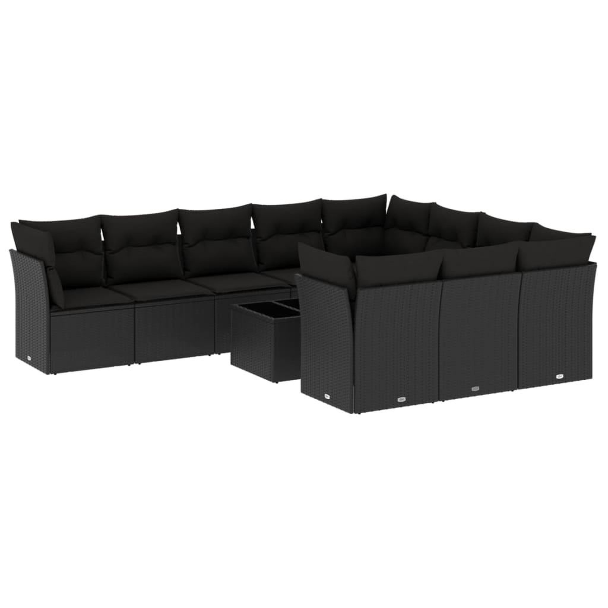 Voir la diapositive 2 : VIDAXL Salon de jardin 11 pcs avec coussins noir resine tressee