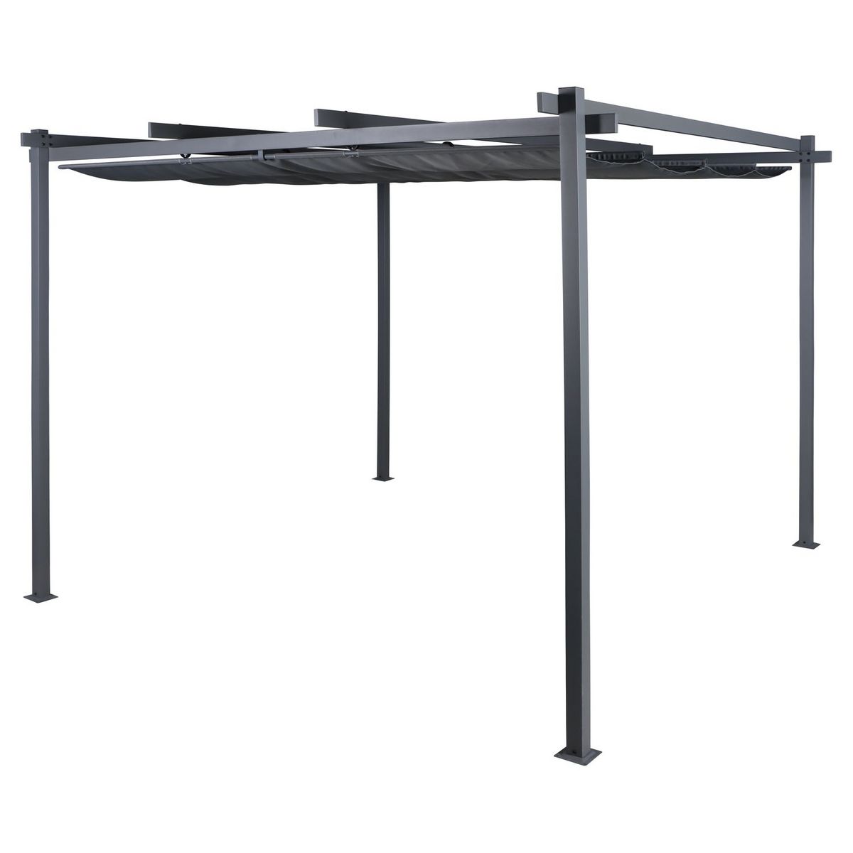 GARDENSTAR Tonnelle de jardin avec toit rétractable - Acier et polyester - 2.95x2.95x2.2m - Gris