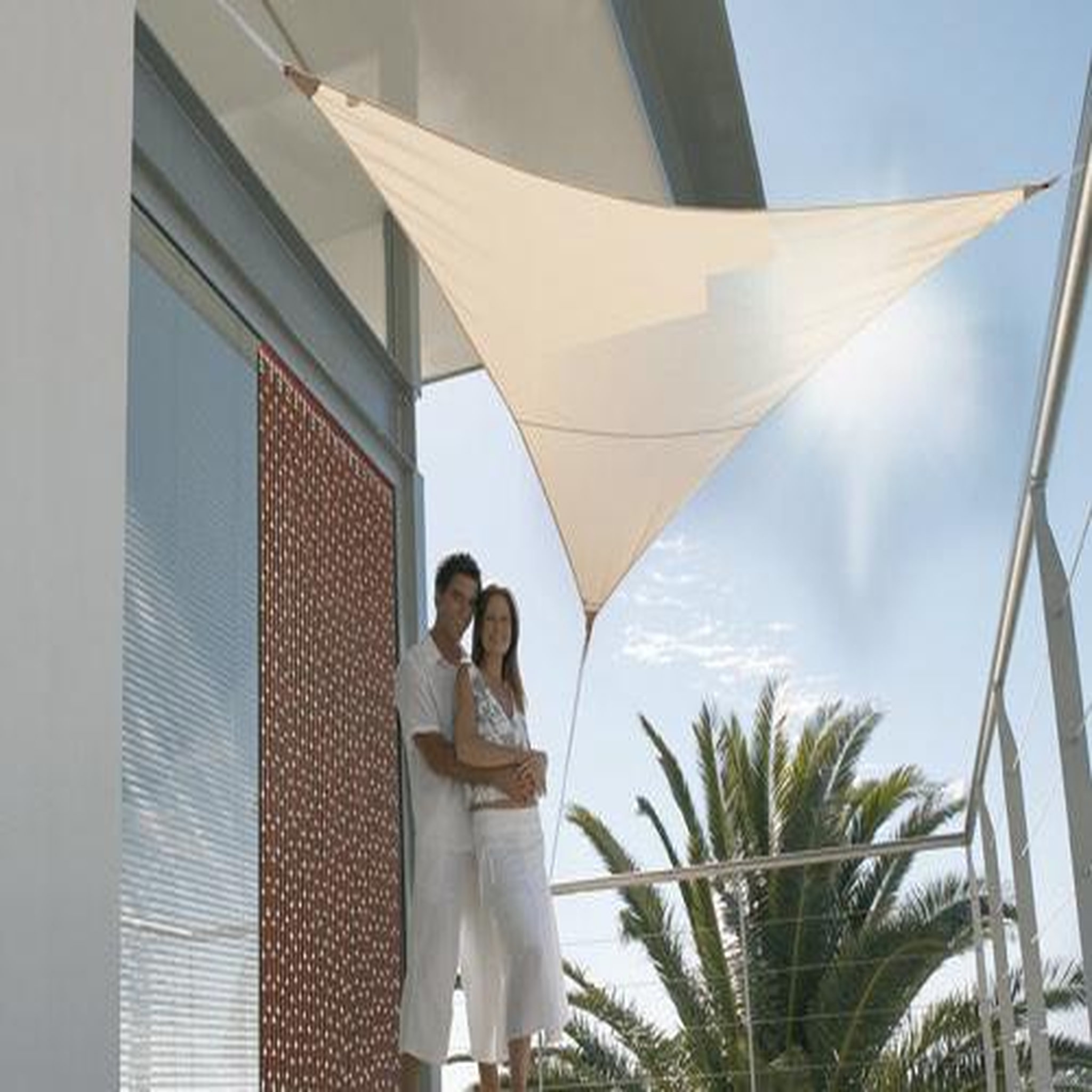 Voir la diapositive 2 : Jardiline Voile d'ombrage triangulaire serenity 3,60 x 3,60 x 3,60 m - sable - jardiline
