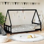 VIDAXL Cadre de lit pour enfants noir 90x200 cm bois de pin massif
