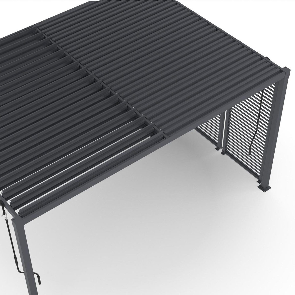 ID MARKET Pergola bioclimatique lames orientables acier 3x4 M avec persiennes horizontales gris anthracite