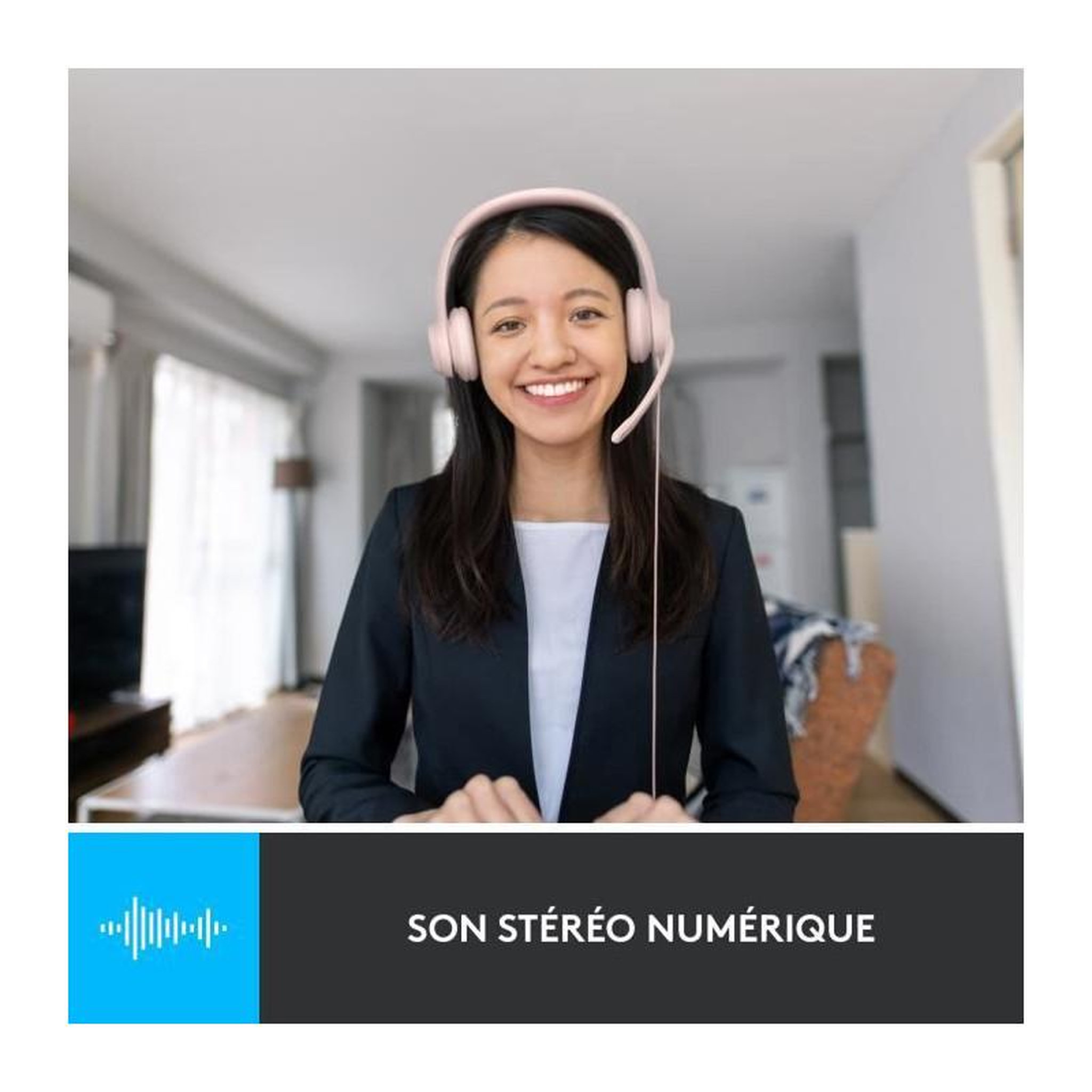 Voir la diapositive 2 : Logitech Logitech H390 Casque Filaire Stéréo avec Microphone Antibruit, USB-A - Rose