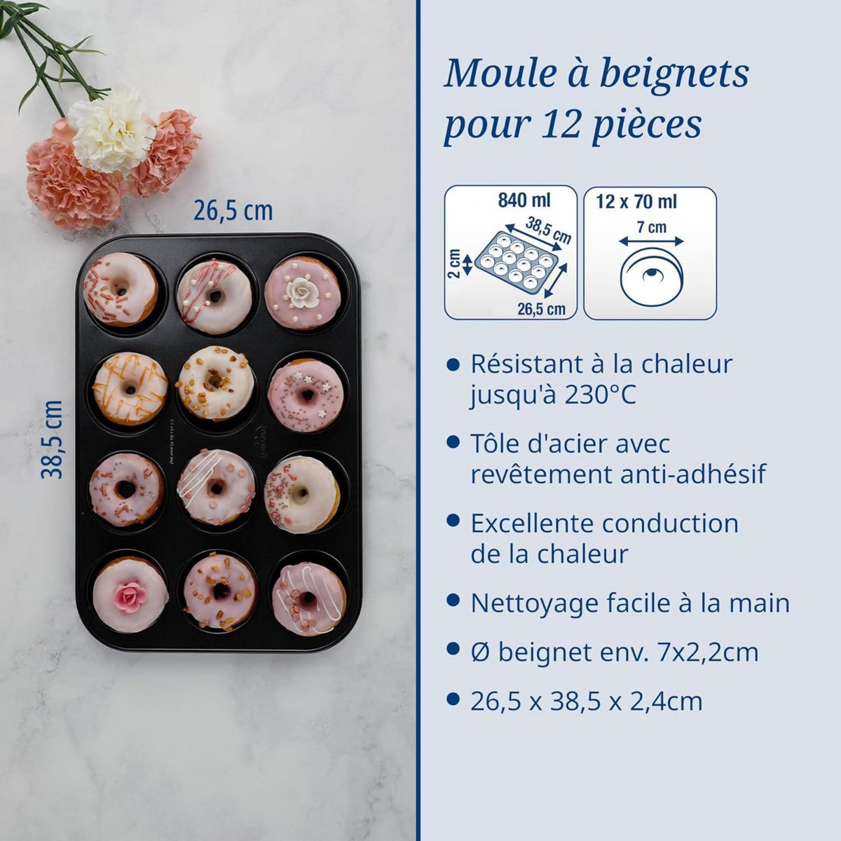 DR.OETKER Ensemble de 2 Moules donut et bagel 12 empreintes 26,5 x 38,5 cm Dr. Oetker Tradition