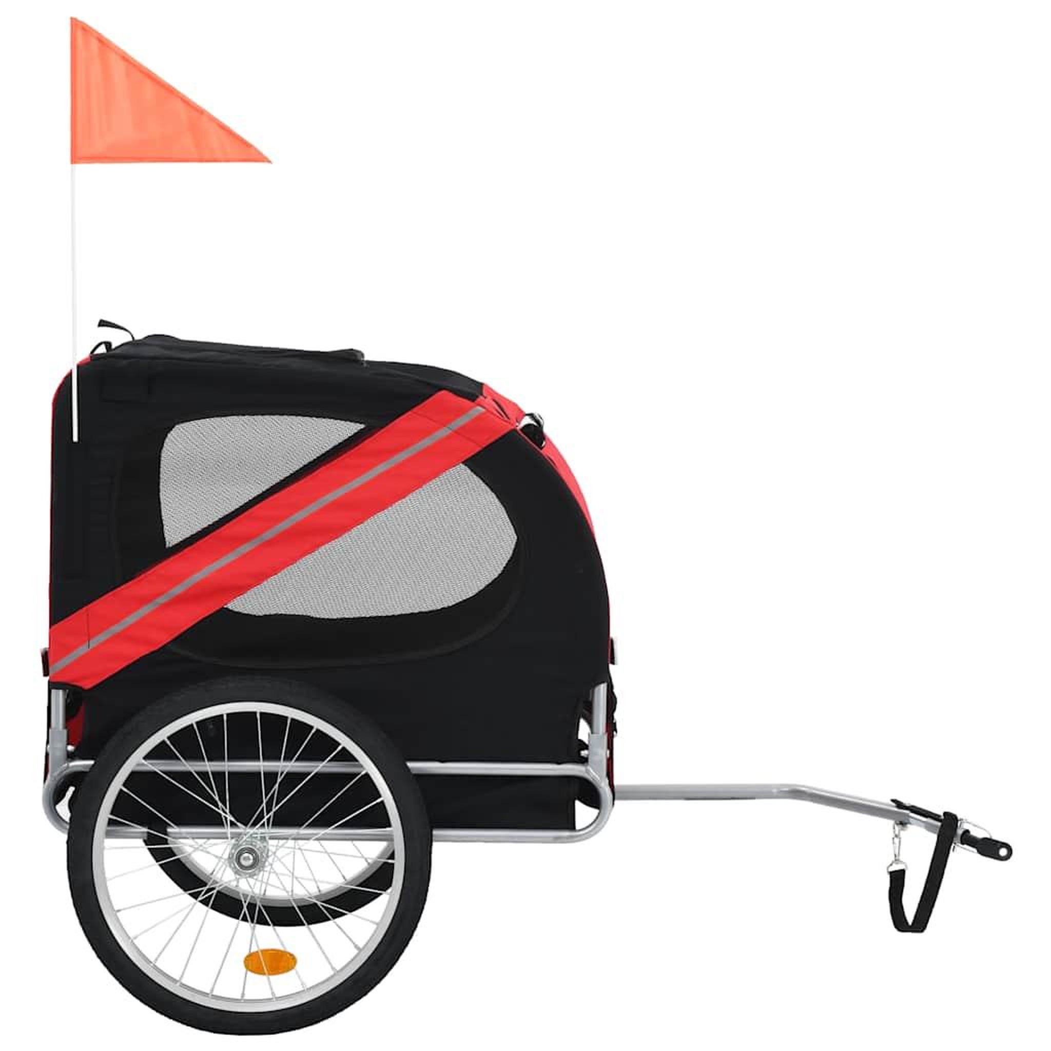 Voir la diapositive 2 : VIDAXL Remorque de velo pour animaux de compagnie rouge et noir