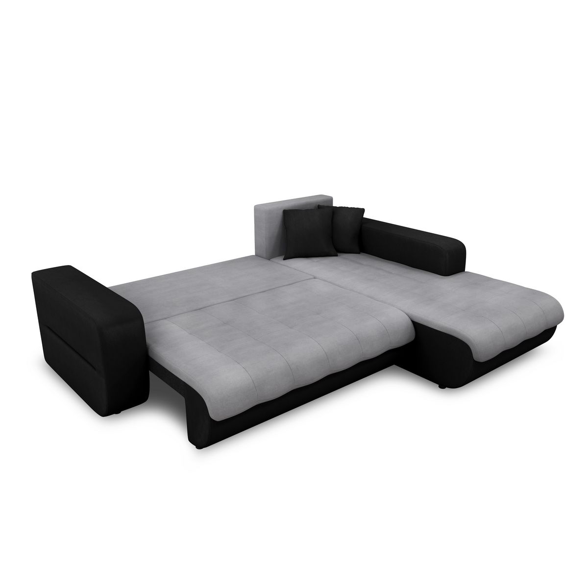 Canapé d'angle droit convertible CLELIA, 4 places, tissu microfibre gris PU blanc ou noir