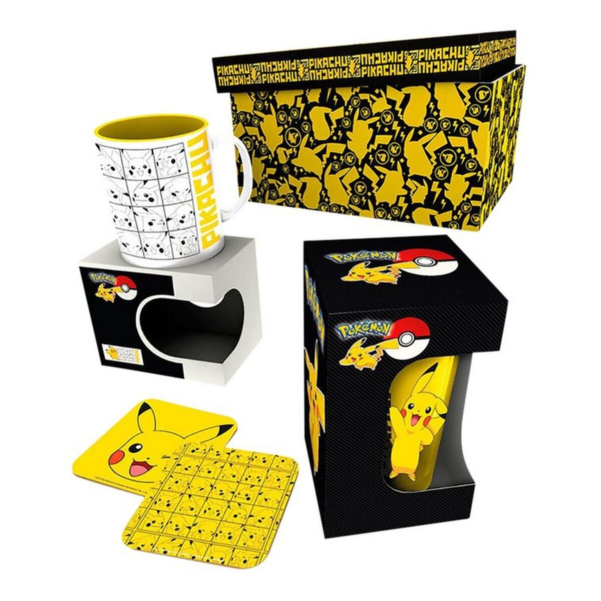 POKEMON Coffret cadeau premium Verre XXL + Mug + Cahier Pikachu
