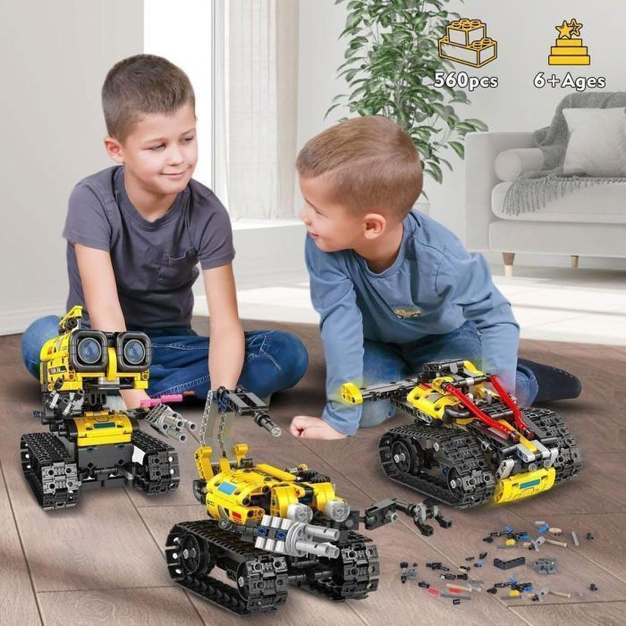 Voir la diapositive 5 : Kit véhicule robot 5 en 1 Cubimana, 560 pièces, corps jaune