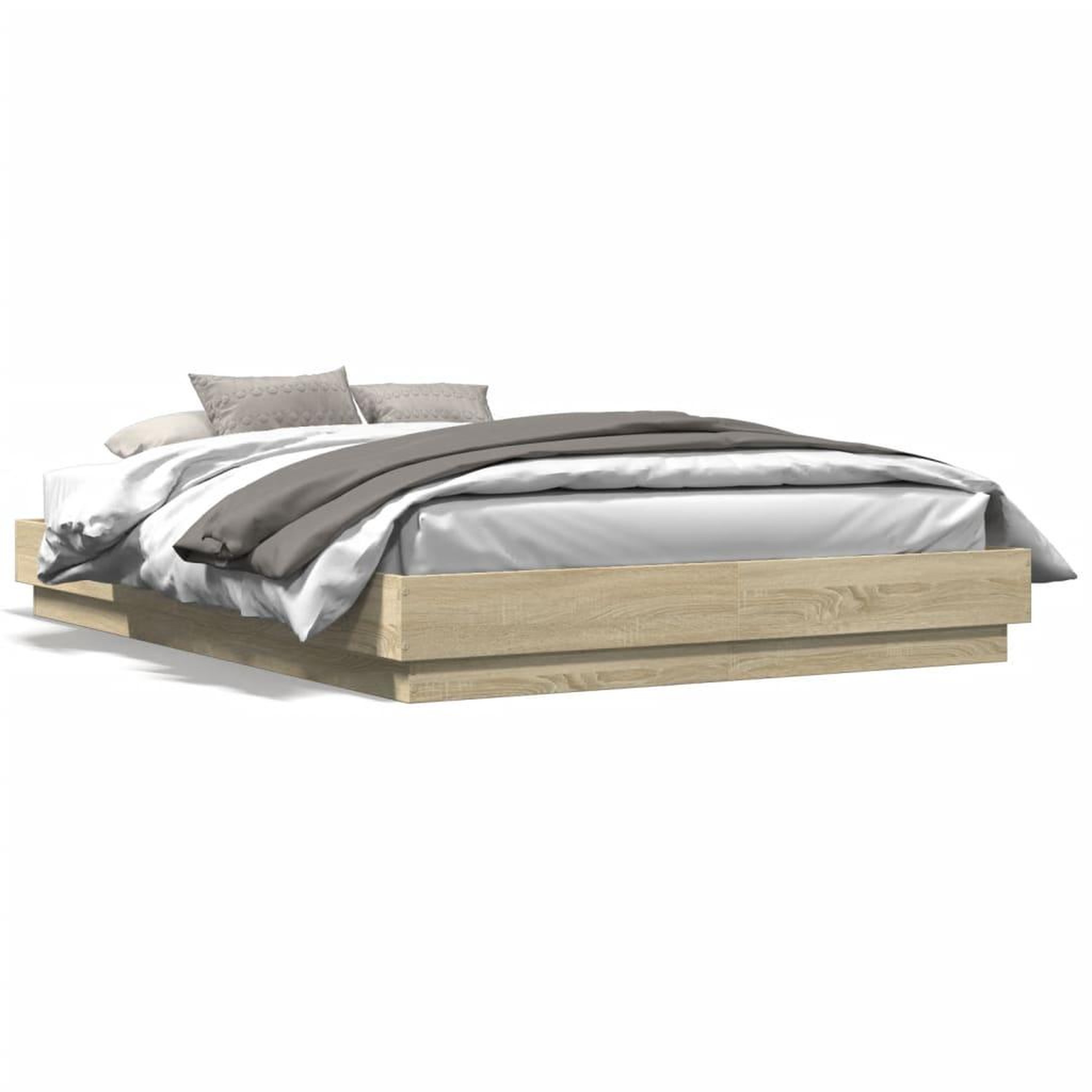 Voir la diapositive 5 : VIDAXL Cadre de lit avec LED sans matelas chene sonoma 160x200 cm
