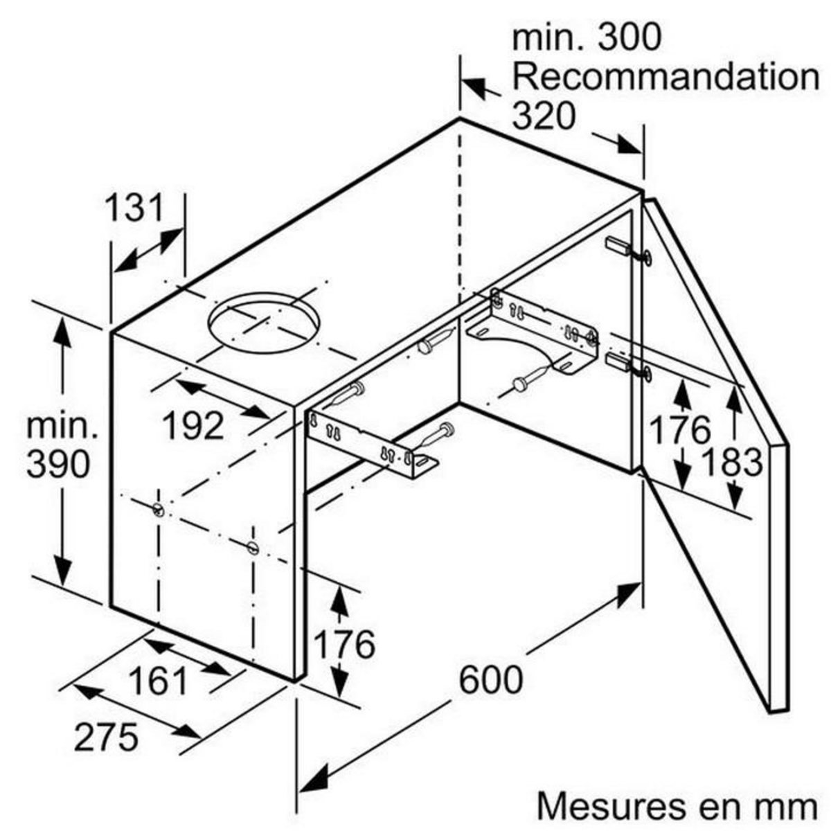 BOSCH Hotte télescopique 60cm 405m³/h silver - dfm064a53