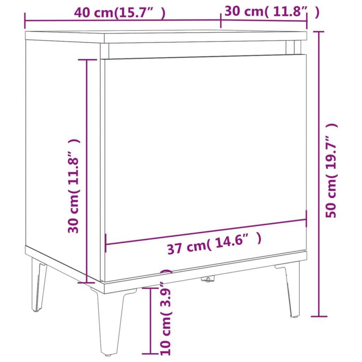 VIDAXL Tables de chevet avec pieds en metal blanc 40x30x50 cm