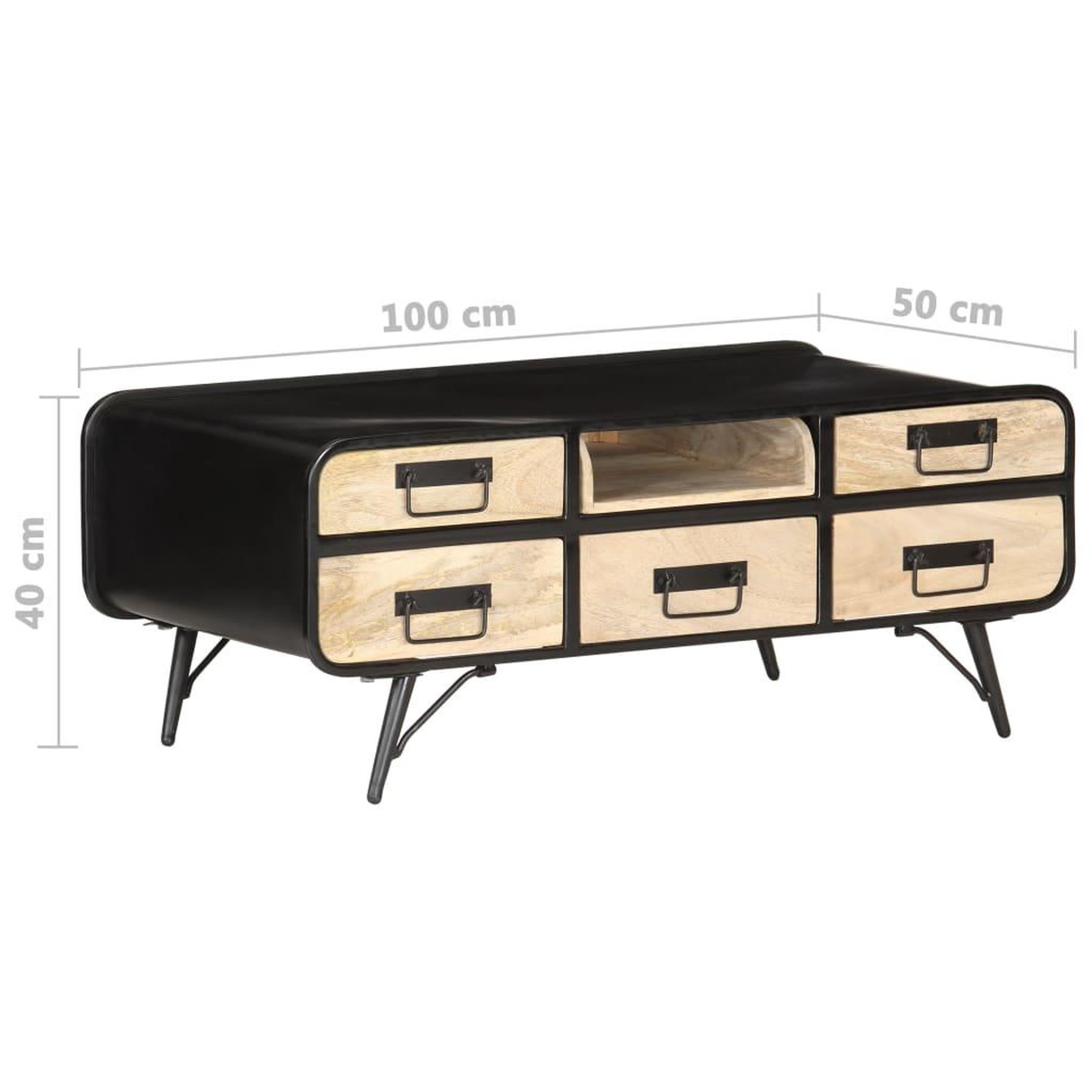 Voir la diapositive 6 : VIDAXL Table basse 100x50x40 cm Bois de manguier massif