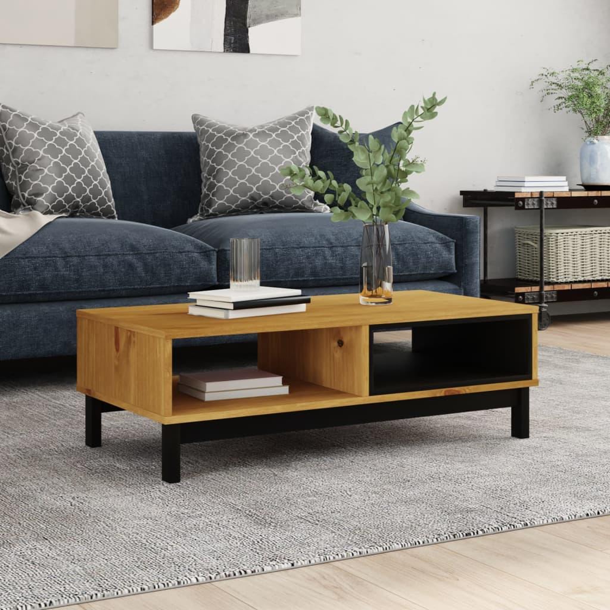 VIDAXL Table basse FLAM 100x50x32,5 cm bois de pin massif