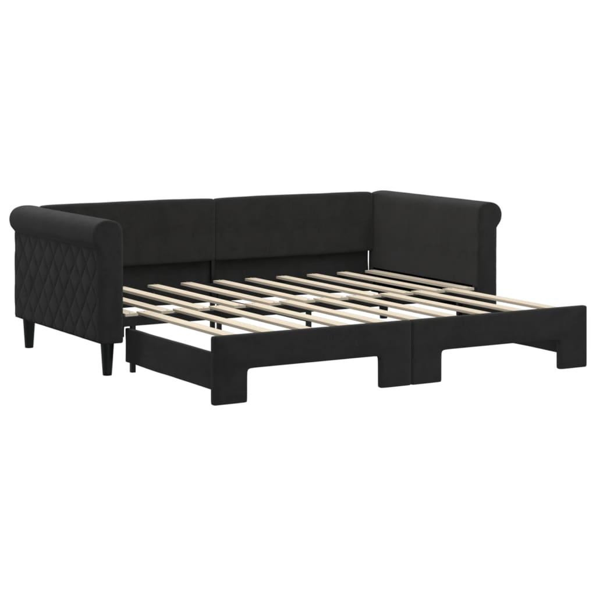 Voir la diapositive 2 : VIDAXL Lit de jour avec lit gigogne noir 90x190 cm velours