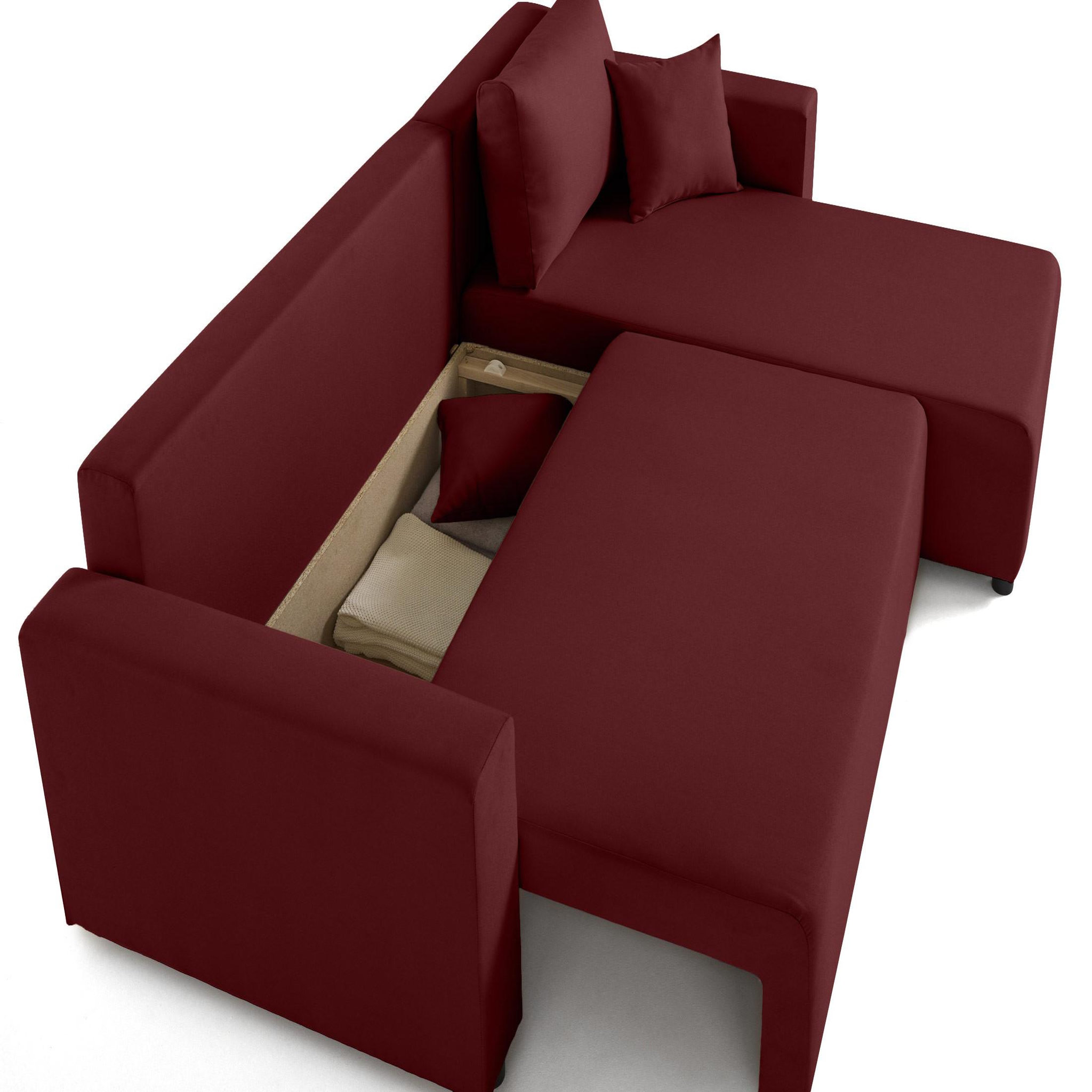 Voir la diapositive 3 : BEST MOBILIER Regala - canapé d'angle réversible - 4 places - convertible avec coffre - en tissu